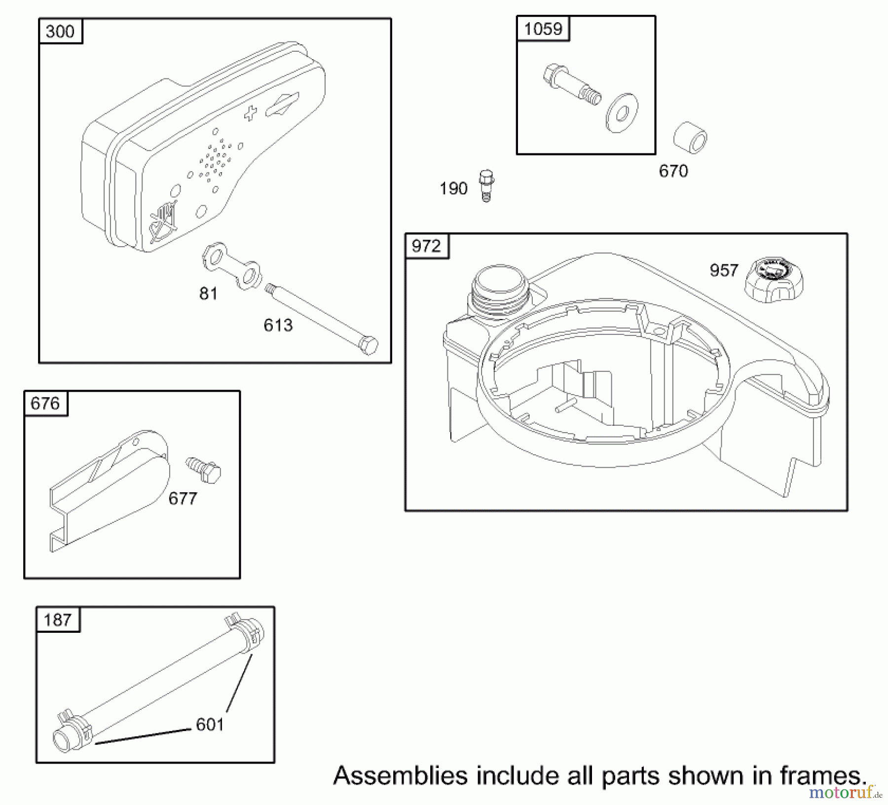 Toro Neu Mowers, Walk-Behind Seite 1 20033 - Toro Super Recycler Mower, 2003 (230000001-230999999) MUFFLER AND FUEL TANK ASSEMBLY ENGINE BRIGGS AND STRATTON MODEL 123K02-0114-E1