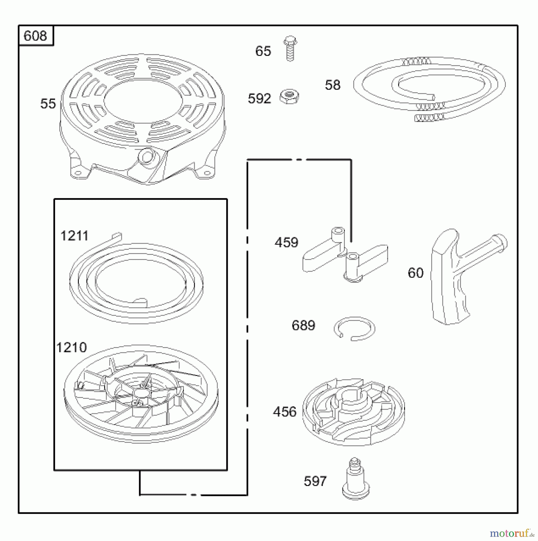 Toro Neu Mowers, Walk-Behind Seite 1 20033 - Toro Super Recycler Mower, 2003 (230000001-230999999) STARTER ASSEMBLY ENGINE BRIGGS AND STRATTON MODEL 123K02-0114-E1