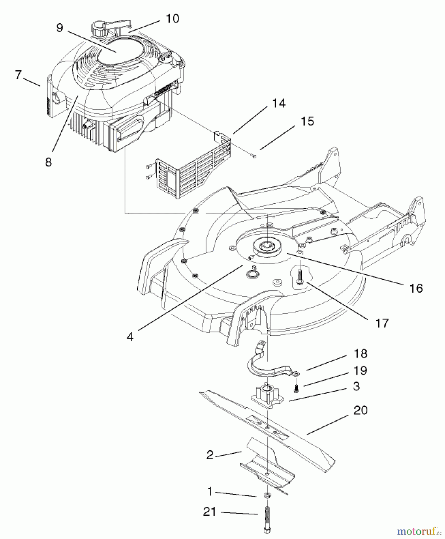  Toro Neu Mowers, Walk-Behind Seite 1 20037 - Toro Super Recycler Mower with Bag, 2002 (220000001-220999999) ENGINE ASSEMBLY