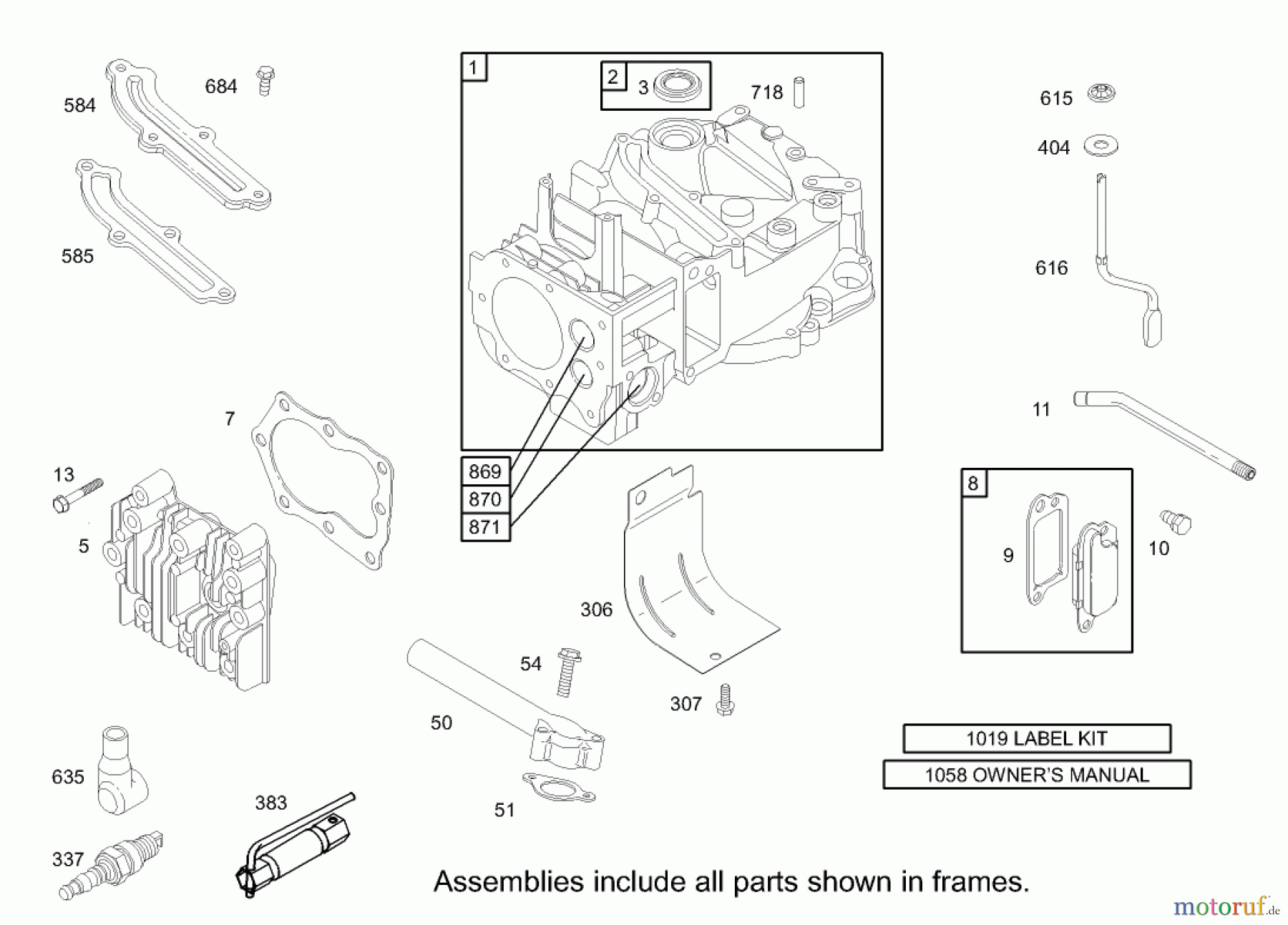  Toro Neu Mowers, Walk-Behind Seite 1 20036 - Toro Super Recycler Mower, 2004 (240000001-240999999) CYLINDER ASSEMBLY BRIGGS AND STRATTON MODEL 123K02-0114-E1