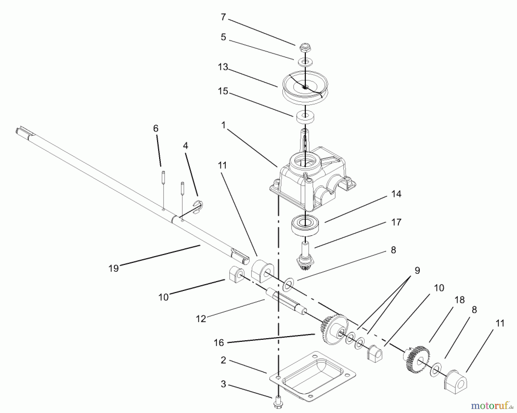Toro Neu Mowers, Walk-Behind Seite 1 20036 - Toro Super Recycler Mower, 2004 (240000001-240999999) GEAR CASE ASSEMBLY NO. 104-7674