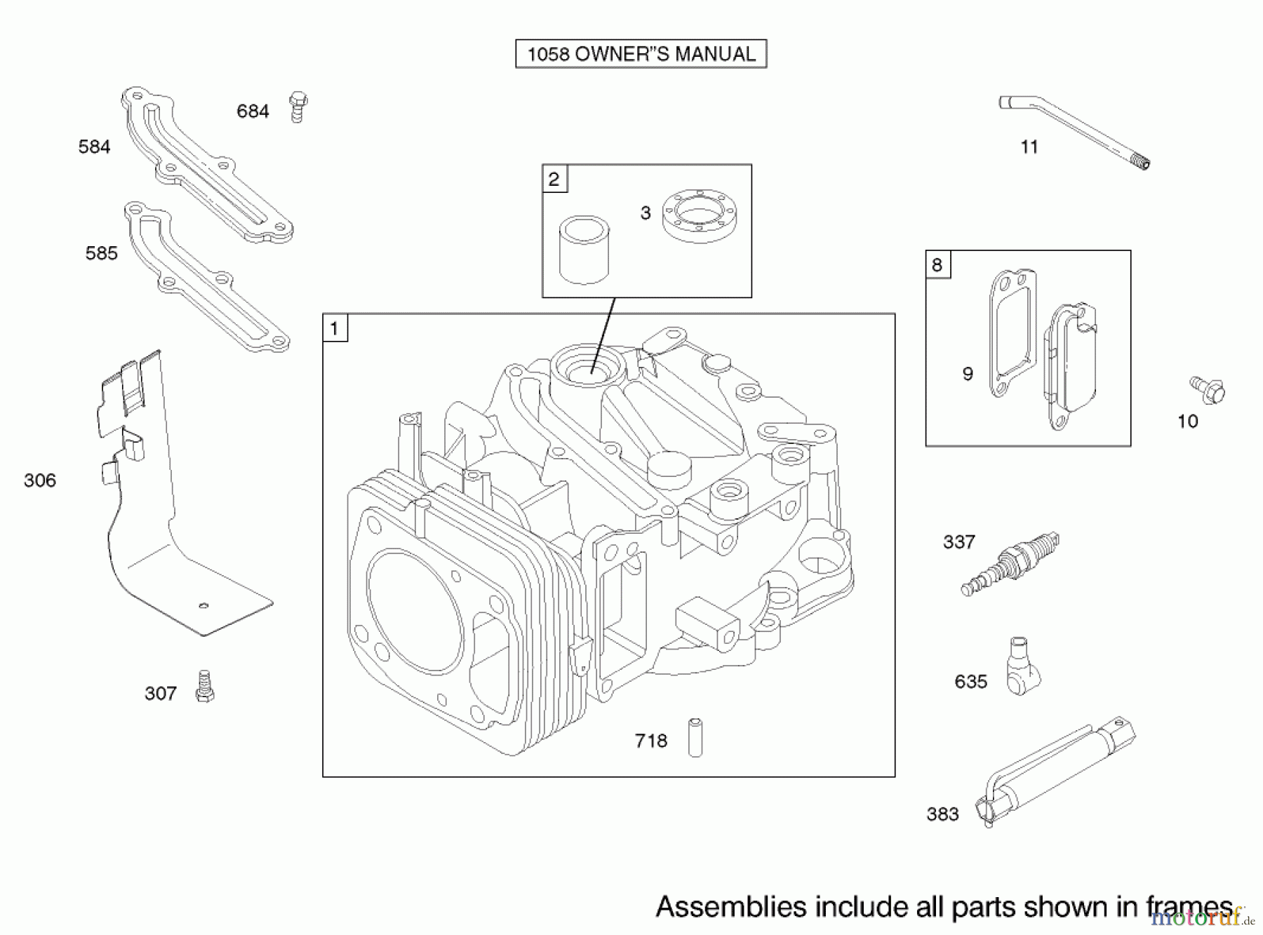 Toro Neu Mowers, Walk-Behind Seite 1 20039 - Toro Super Recycler Mower with Bag, 2002 (220000001-220999999) CYLINDER ASSEMBLY ENGINE BRIGGS AND STRATTON MODEL 122607-0118-E1