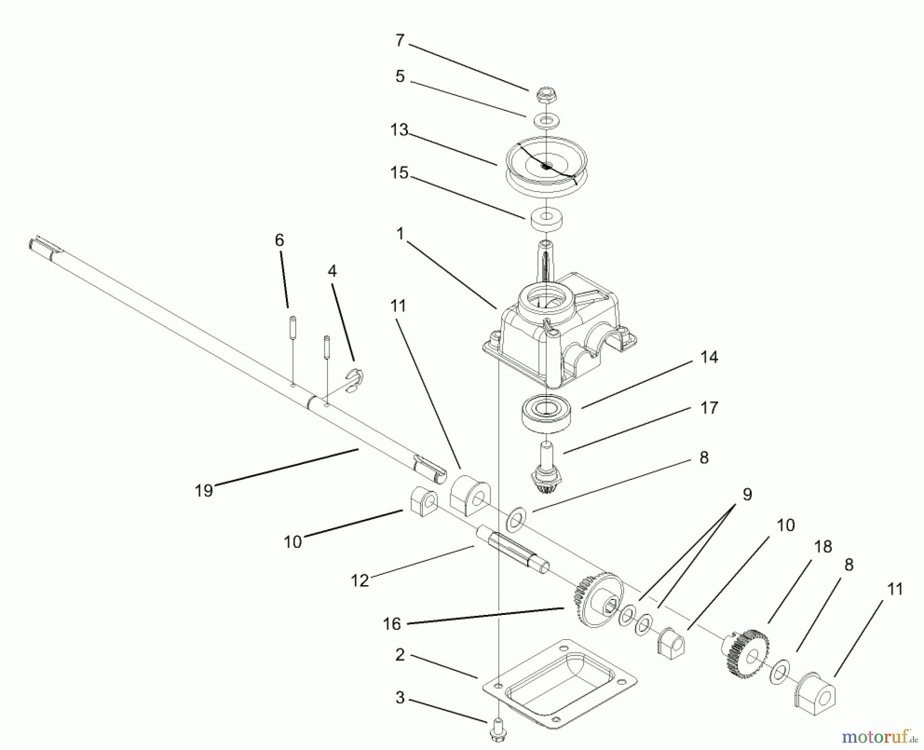  Toro Neu Mowers, Walk-Behind Seite 1 20039 - Toro Super Recycler Mower with Bag, 2004 (240000001-240999999) GEAR CASE ASSEMBLY NO. 104-7674
