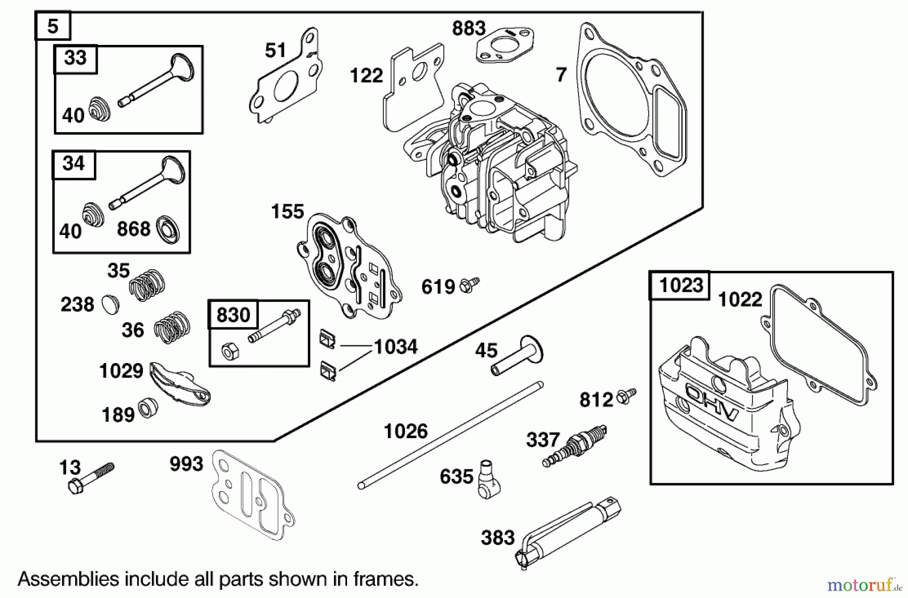  Toro Neu Mowers, Walk-Behind Seite 1 20040 (SR-21OS) - Toro Super Recycler Mower, SR-21OS, 2001 (210000001-210999999) CYLINDER HEAD ASSEMBLY