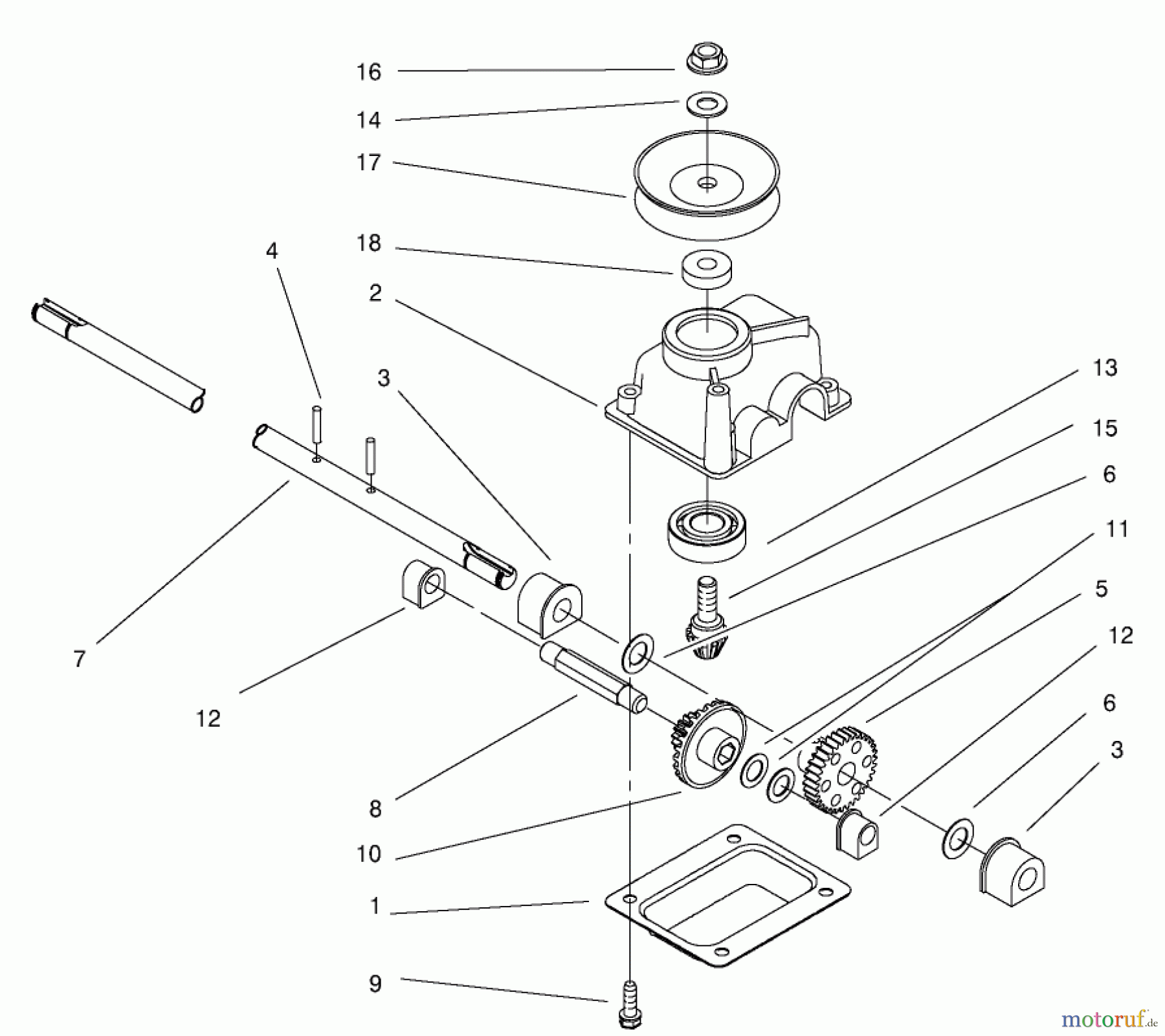  Toro Neu Mowers, Walk-Behind Seite 1 20043 (SR-21SB) - Toro Super Recycler Mower, SR-21SB, 2000 (200000001-200999999) GEAR CASE ASSEMBLY