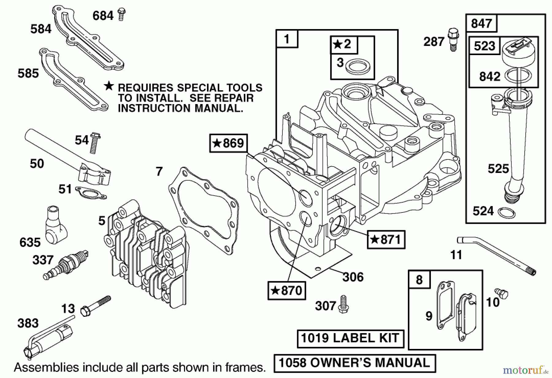  Toro Neu Mowers, Walk-Behind Seite 1 20043 (SR-21SB) - Toro Super Recycler Mower, SR-21SB, 2001 (210000001-210999999) ENGINE BRIGGS & STRATTON MODEL 12H802-1776-B1 #1