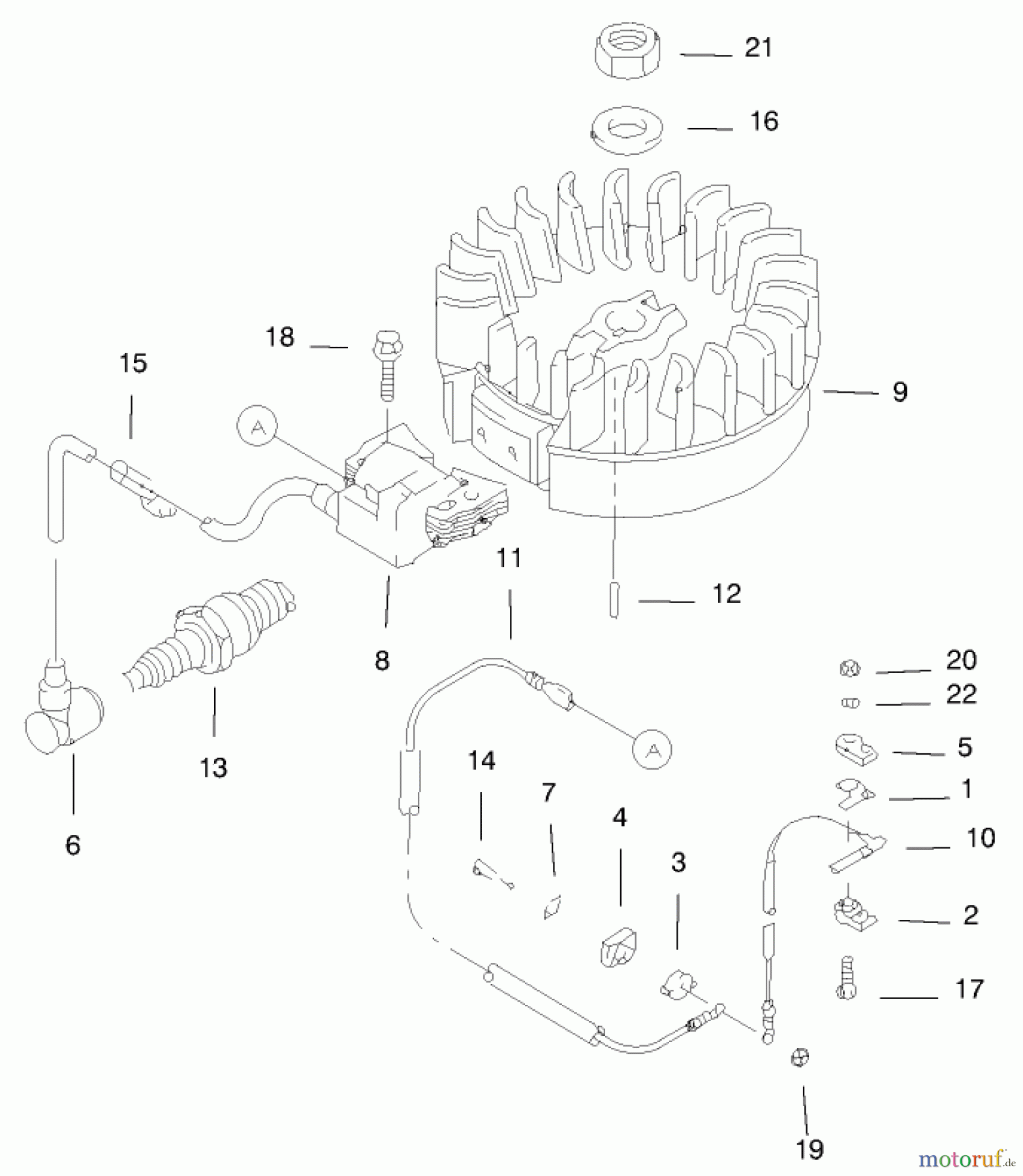  Toro Neu Mowers, Walk-Behind Seite 1 20044 (SR-21OS) - Toro Super Recycler Mower, SR-21OS, 1999 (99000001-99999999) FLYWHEEL & IGNITION ASSEMBLY