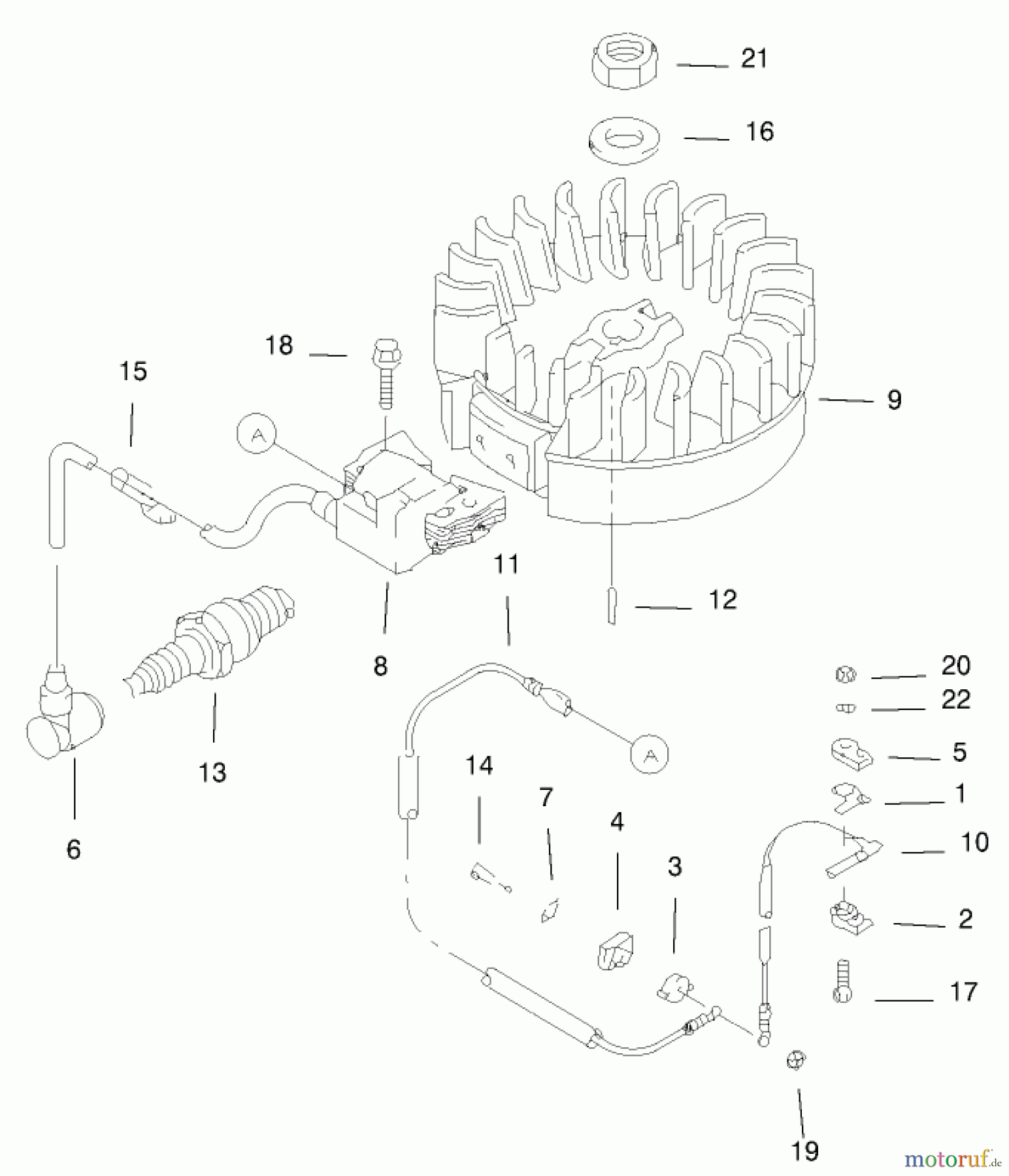  Toro Neu Mowers, Walk-Behind Seite 1 20046 (SR-21OSK) - Toro Super Recycler Mower, SR-21OSK, 2000 (200000001-200999999) FLYWHEEL & IGNITION ASSEMBLY
