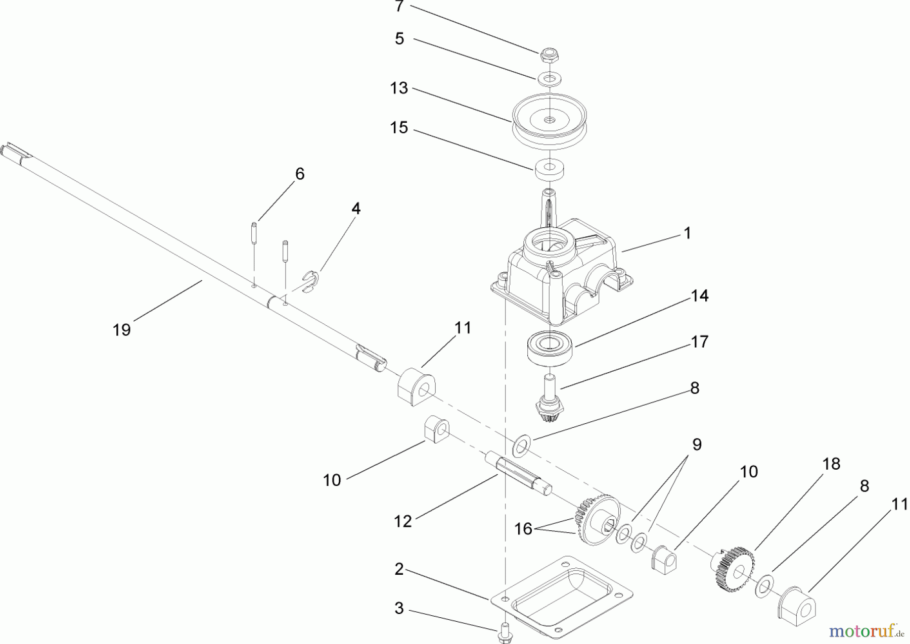 Toro Neu Mowers, Walk-Behind Seite 1 20056 - Toro Super Recycler Lawn Mower, 2005 (250000001-250999999) GEAR CASE ASSEMBLY NO. 108-8140