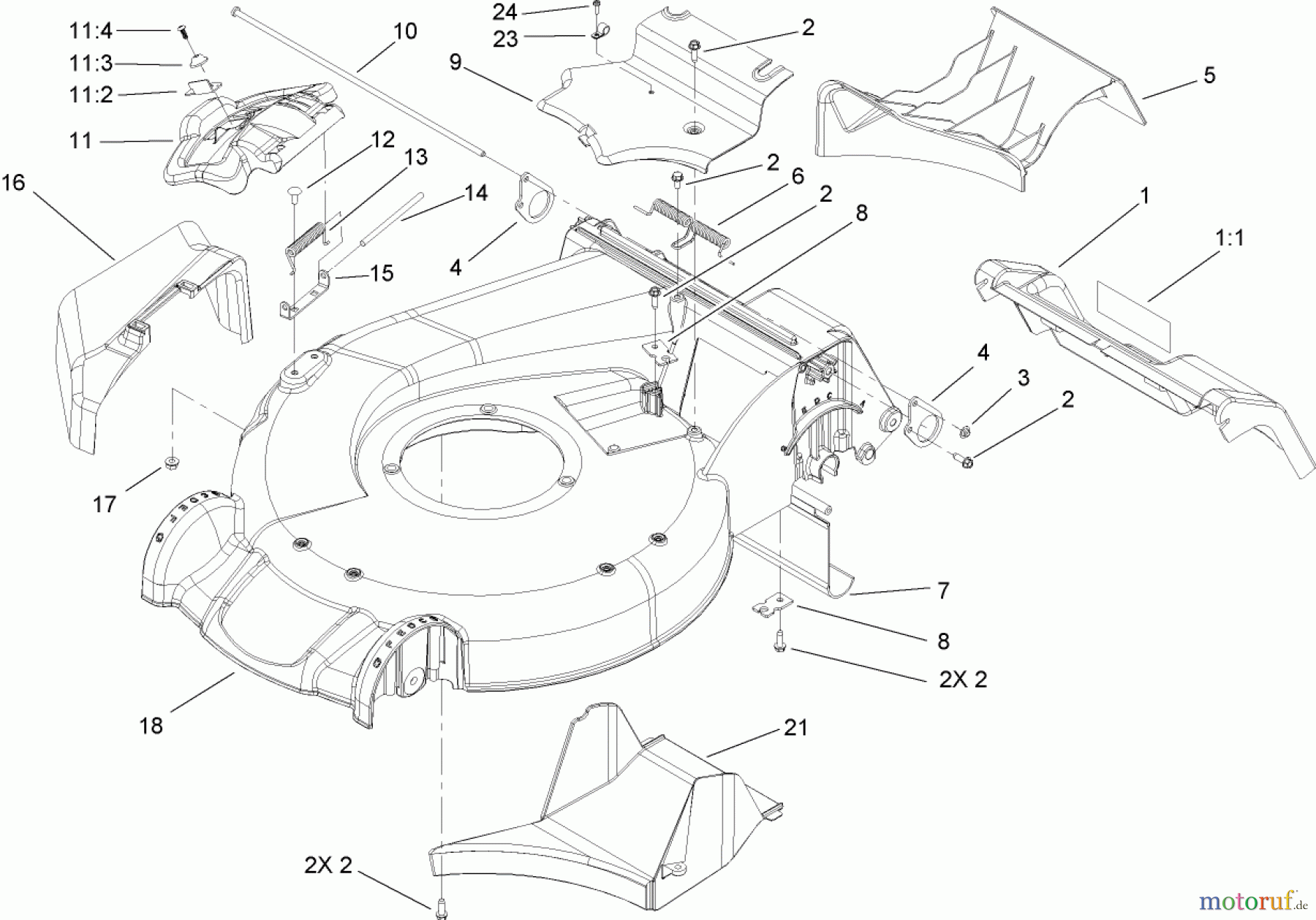  Toro Neu Mowers, Walk-Behind Seite 1 20056 - Toro Super Recycler Lawn Mower, 2006 (260000001-260999999) HOUSING ASSEMBLY