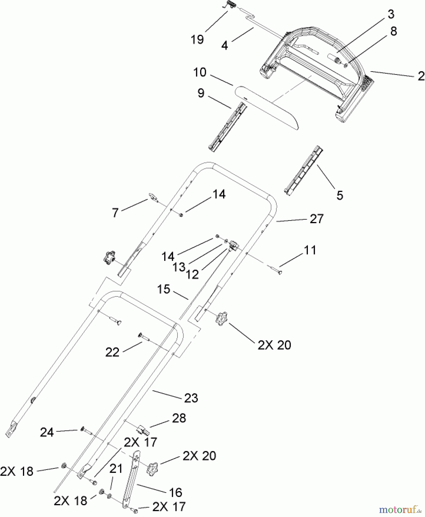 Toro Neu Mowers, Walk-Behind Seite 1 20058 - Toro Super Recycler Lawn Mower, 2006 (260000001-260999999) HANDLE ASSEMBLY