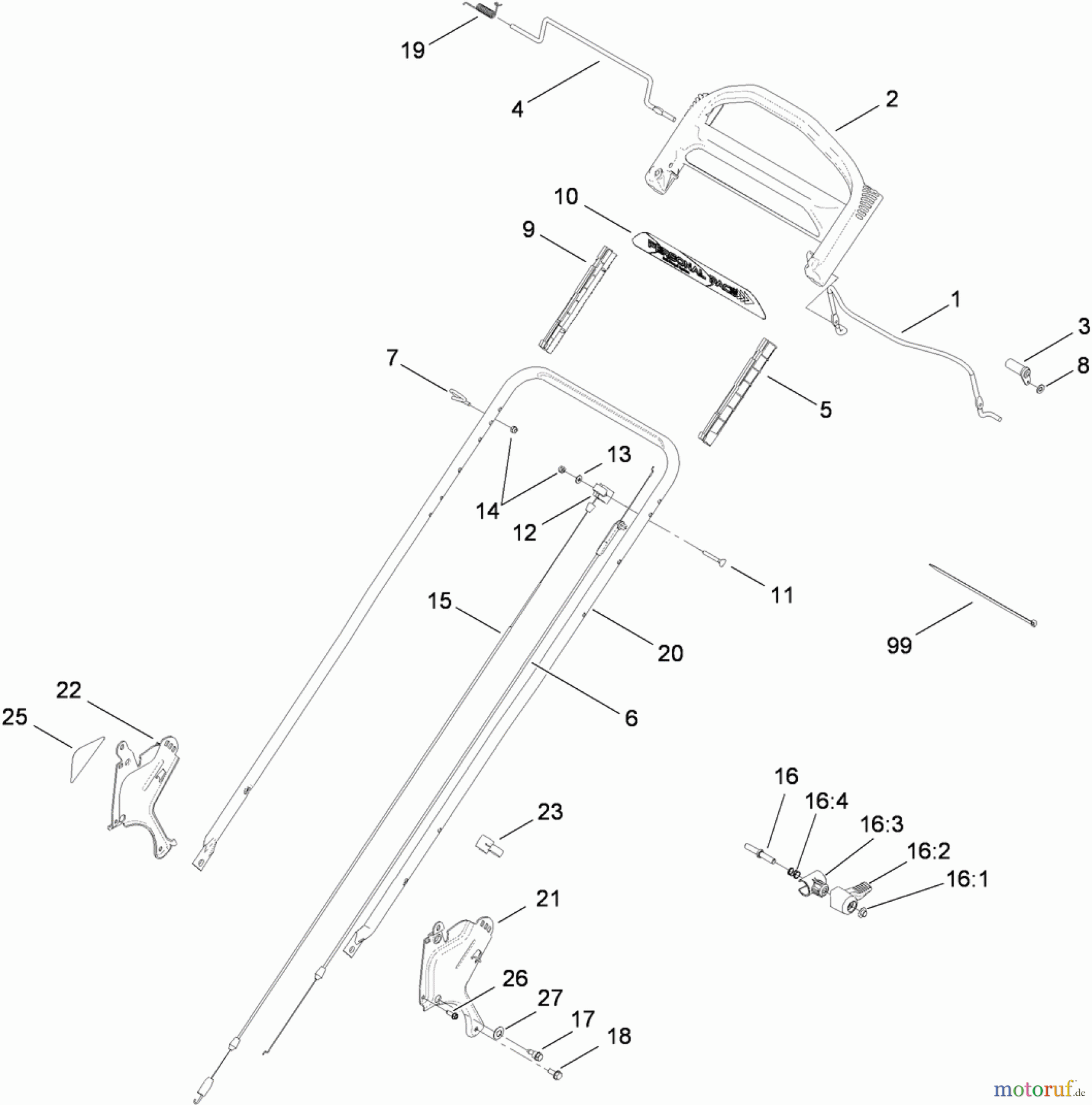 Toro Neu Mowers, Walk-Behind Seite 1 20092C - Toro Super Recycler Lawn Mower, 2010 (310000001-310999999) HANDLE AND CONTROL ASSEMBLY