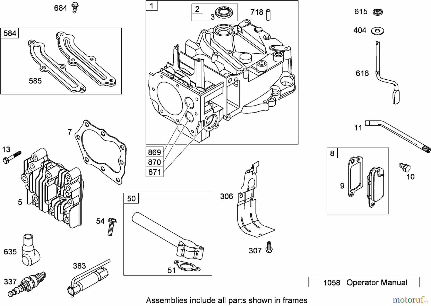  Toro Neu Mowers, Walk-Behind Seite 1 20093 - Toro Super Recycler Lawn Mower, 2008 (280000001-280999999) CYLINDER ASSEMBLY BRIGGS AND STRATTON 126T02-0225-B1