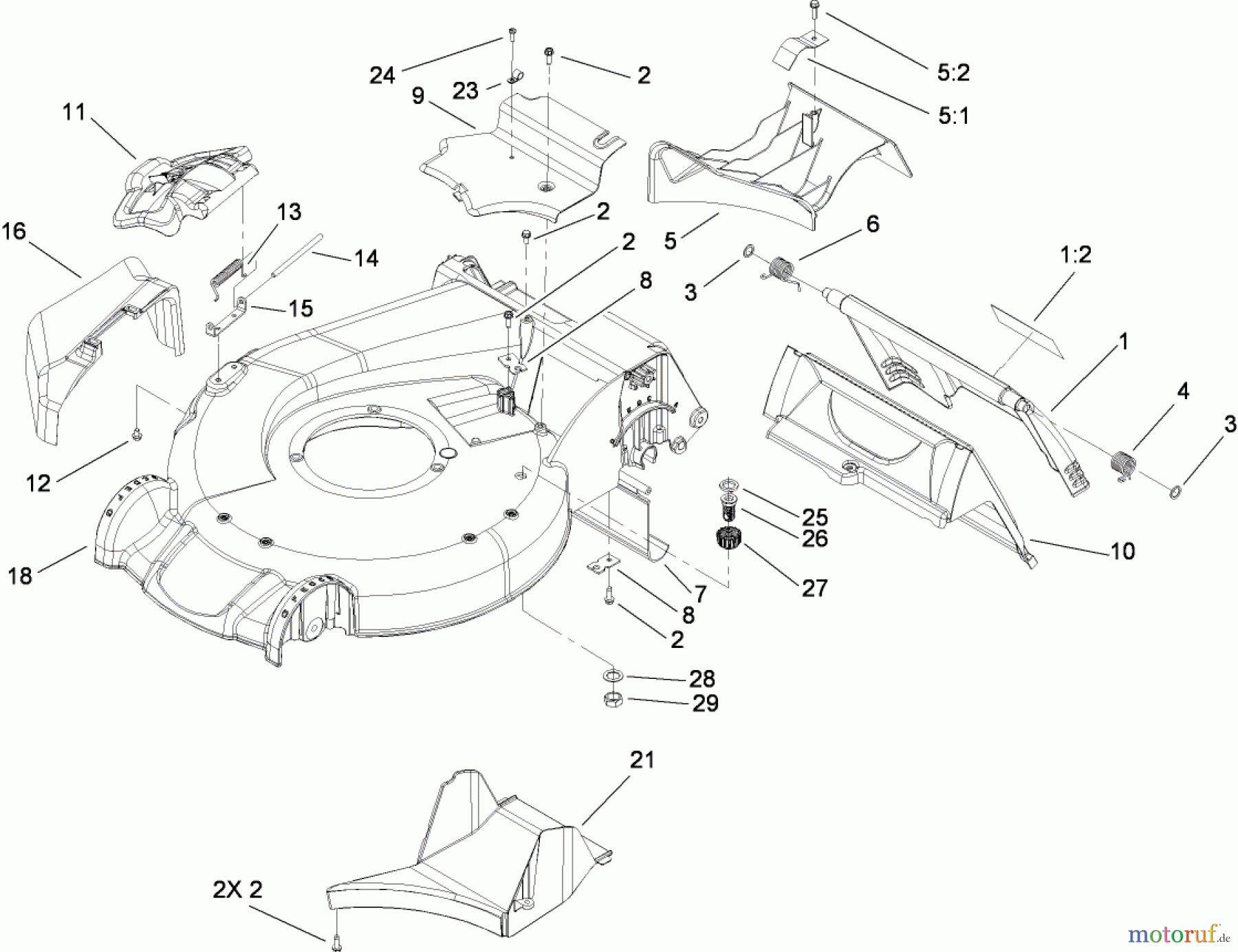  Toro Neu Mowers, Walk-Behind Seite 1 20093 - Toro Super Recycler Lawn Mower, 2008 (280000001-280999999) HOUSING ASSEMBLY