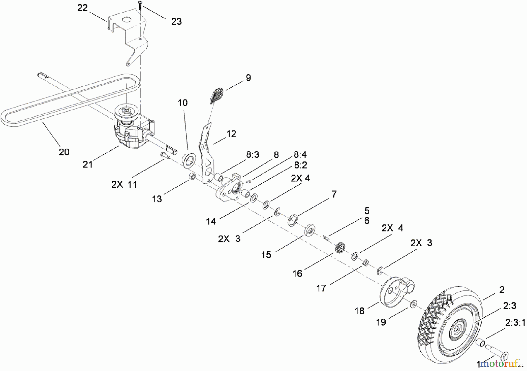 Toro Neu Mowers, Walk-Behind Seite 1 20093C - Toro Super Recycler Lawn Mower, 2009 (290000001-290999999) REAR WHEEL AND TRANSMISSION ASSEMBLY