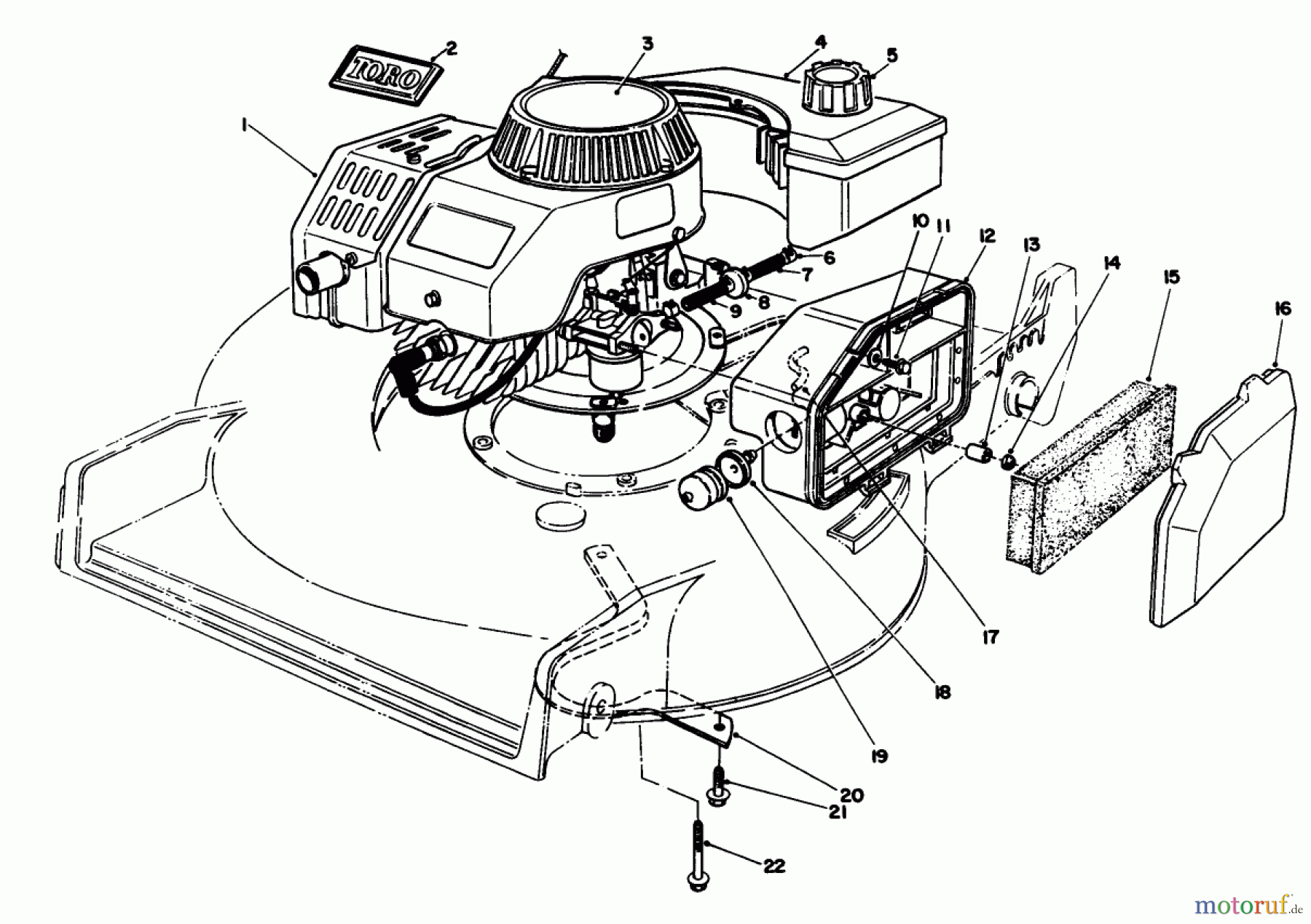 Toro Neu Mowers, Walk-Behind Seite 1 20106 - Toro Lawnmower, 1991 (1000001-1999999) ENGINE ASSEMBLY
