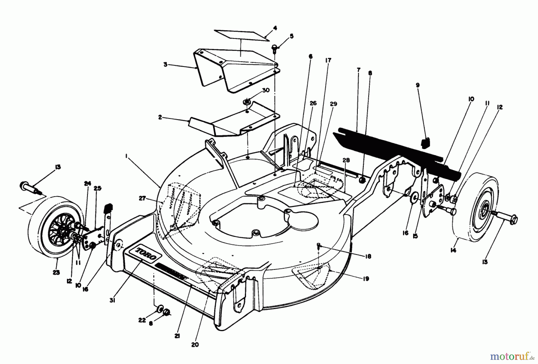  Toro Neu Mowers, Walk-Behind Seite 1 20182 - Toro Lawnmower, 1993 (39000001-39999999) HOUSING ASSEMBLY