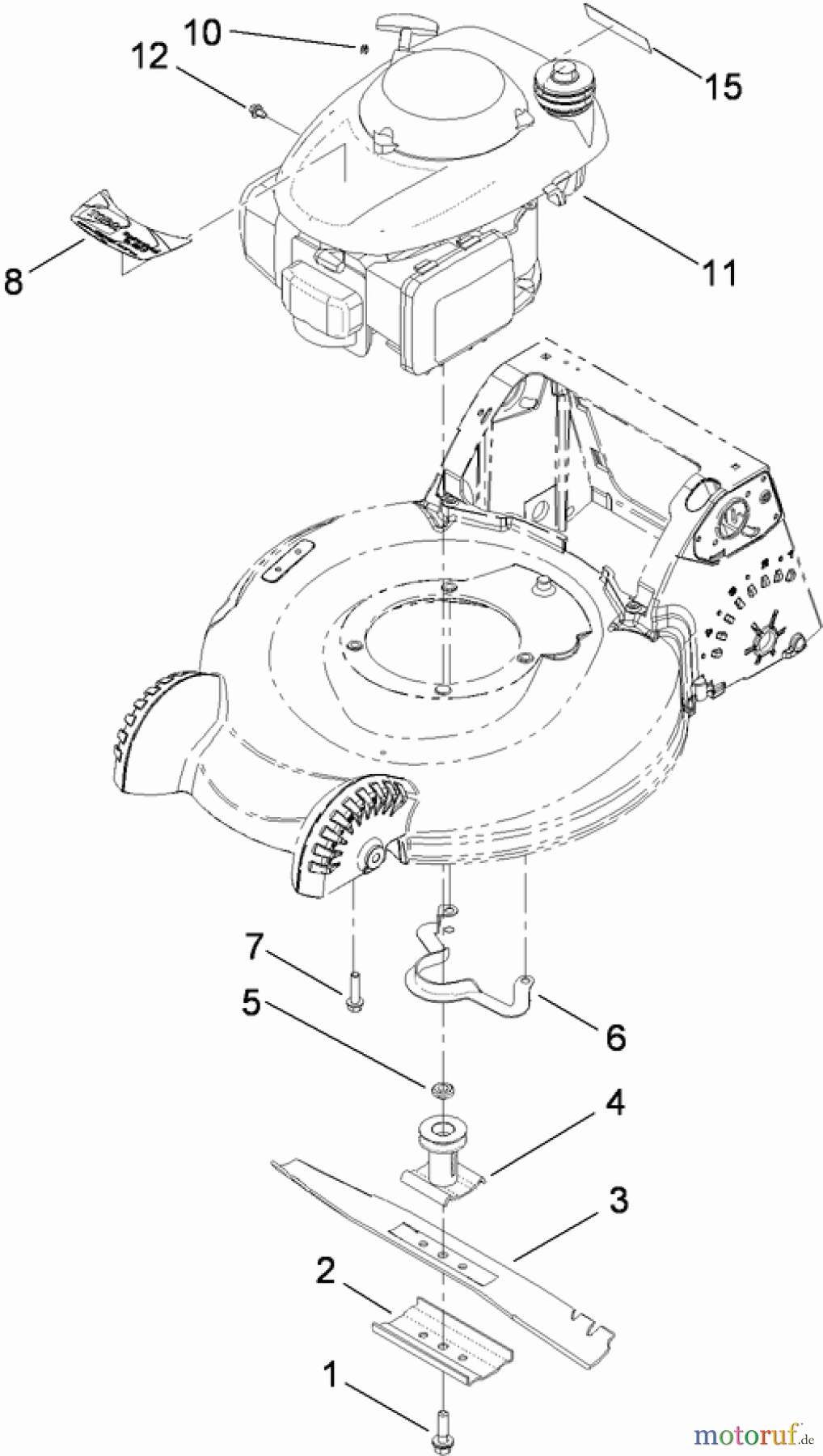  Toro Neu Mowers, Walk-Behind Seite 1 20192 - Toro Super Bagger Lawn Mower, 2009 (290000001-290999999) ENGINE AND BLADE ASSEMBLY