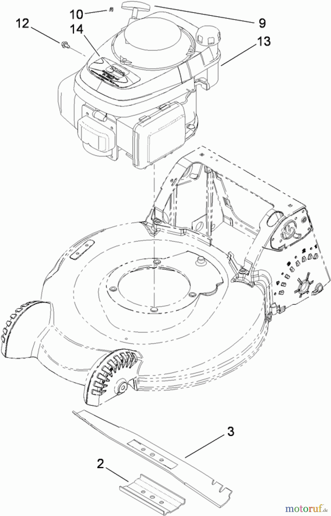 Toro Neu Mowers, Walk-Behind Seite 1 20194 - Toro Super Bagger Lawn Mower, 2009 (290000001-290999999) ENGINE AND BLADE ASSEMBLY