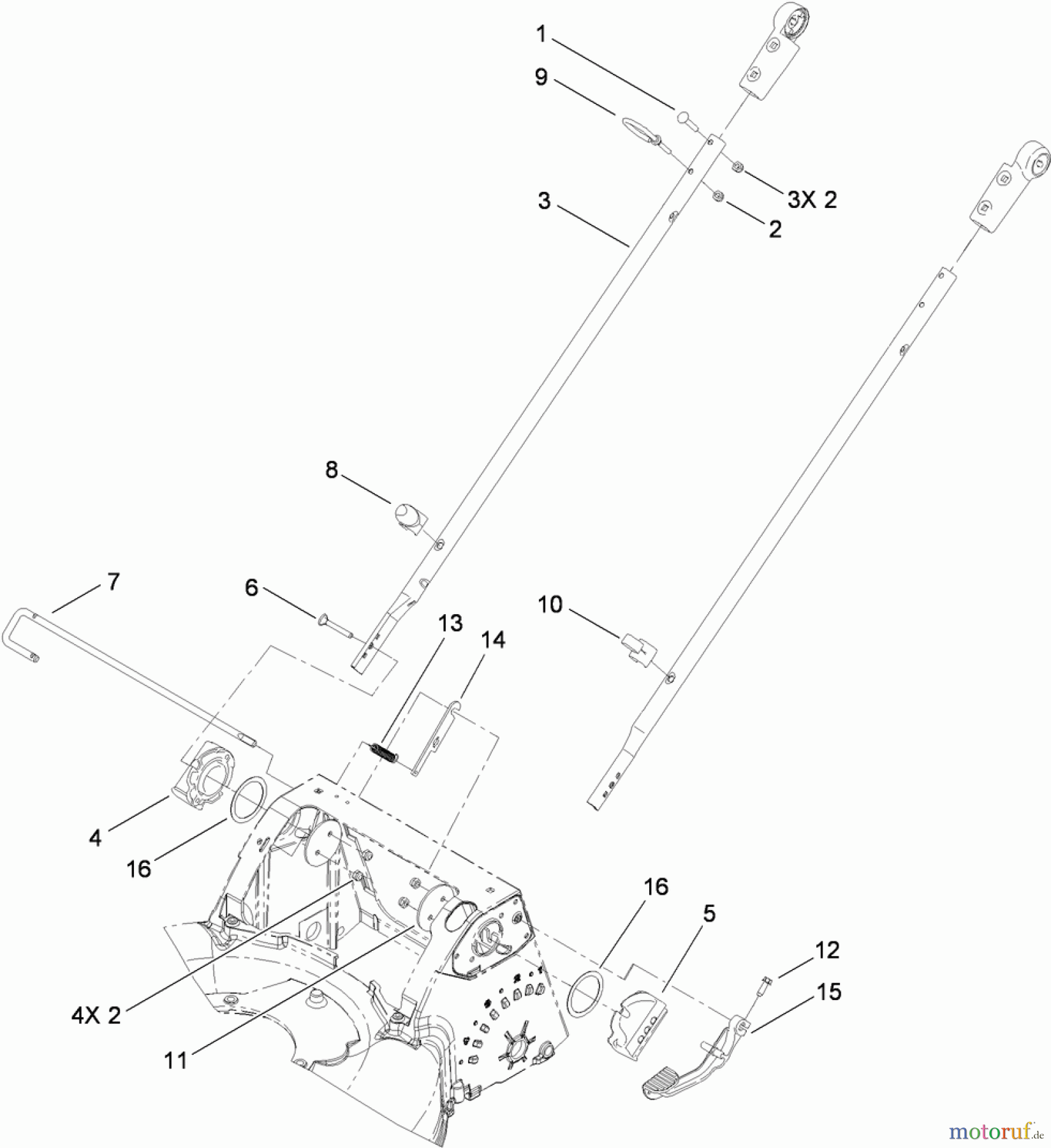 Toro Neu Mowers, Walk-Behind Seite 1 20197 - Toro Super Bagger Lawn Mower, 2010 (310000001-310999999) LOWER HANDLE ASSEMBLY