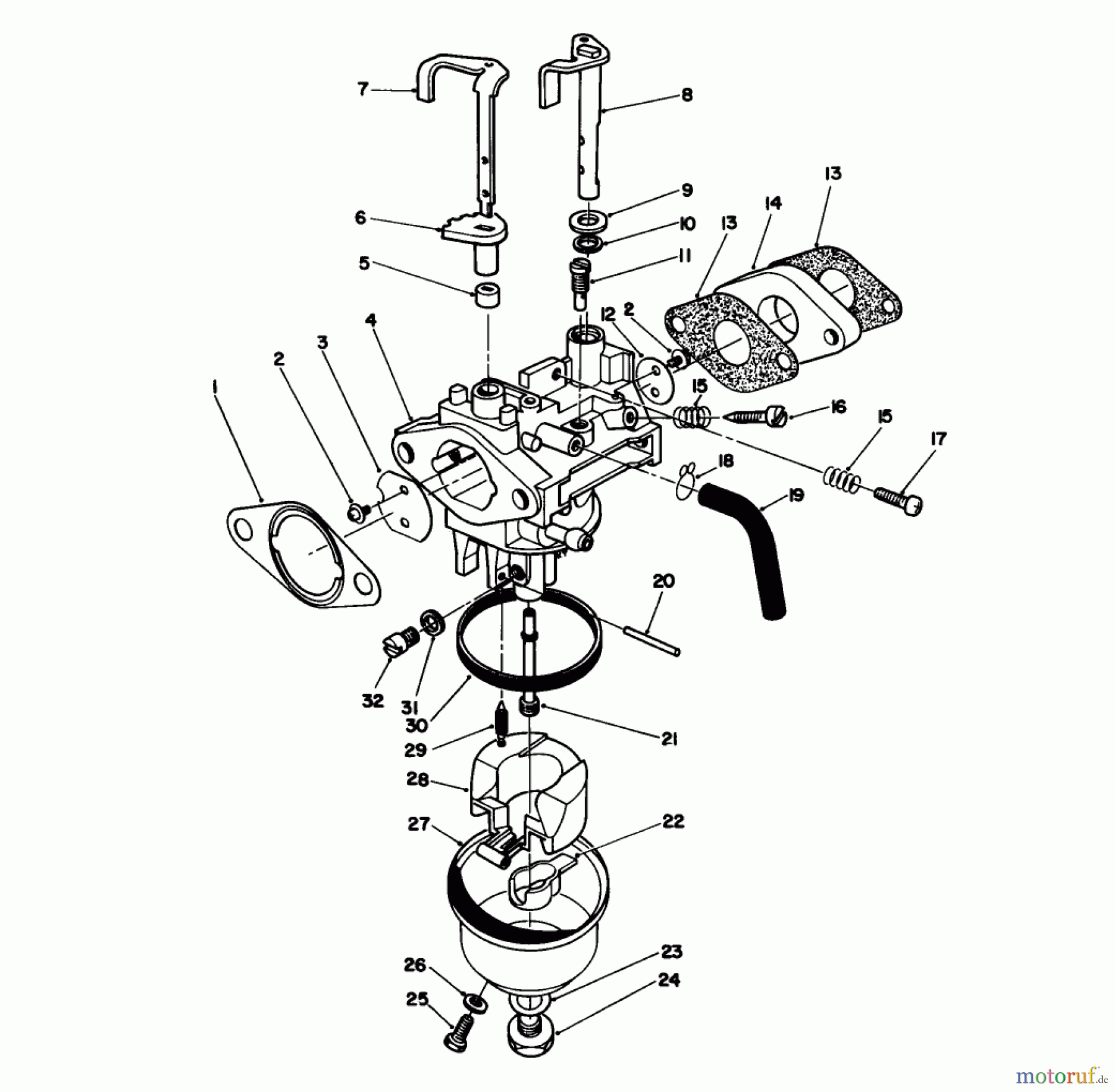  Toro Neu Mowers, Walk-Behind Seite 1 20211 - Toro Lawnmower, 1991 (1000001-1999999) CARBURETOR ASSEMBLY (MODEL NO. VML0-2)