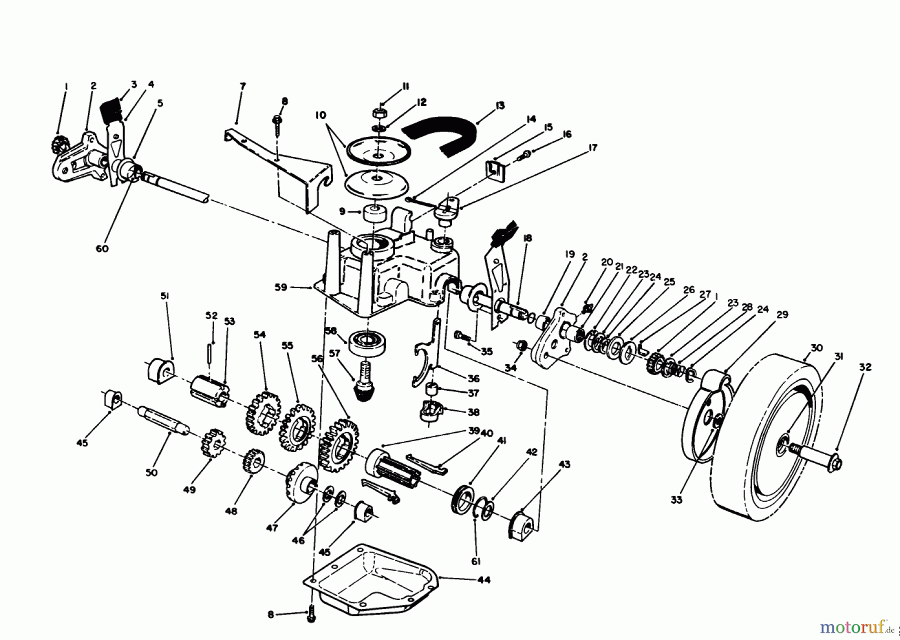  Toro Neu Mowers, Walk-Behind Seite 1 20211 - Toro Lawnmower, 1991 (1000001-1999999) GEAR CASE ASSEMBLY