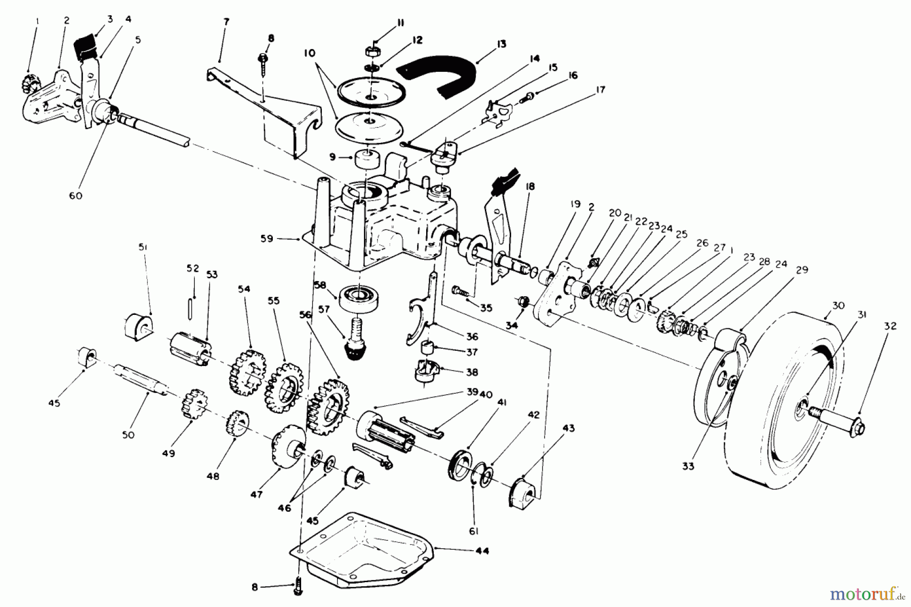  Toro Neu Mowers, Walk-Behind Seite 1 20219 - Toro Lawnmower, 1991 (1000001-1999999) GEAR CASE ASSEMBLY