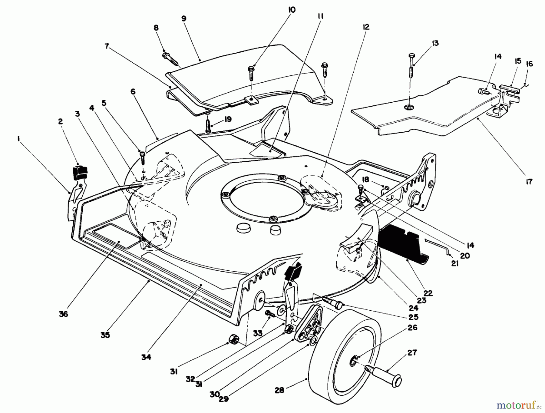  Toro Neu Mowers, Walk-Behind Seite 1 20219 - Toro Lawnmower, 1991 (1000001-1999999) HOUSING ASSEMBLY