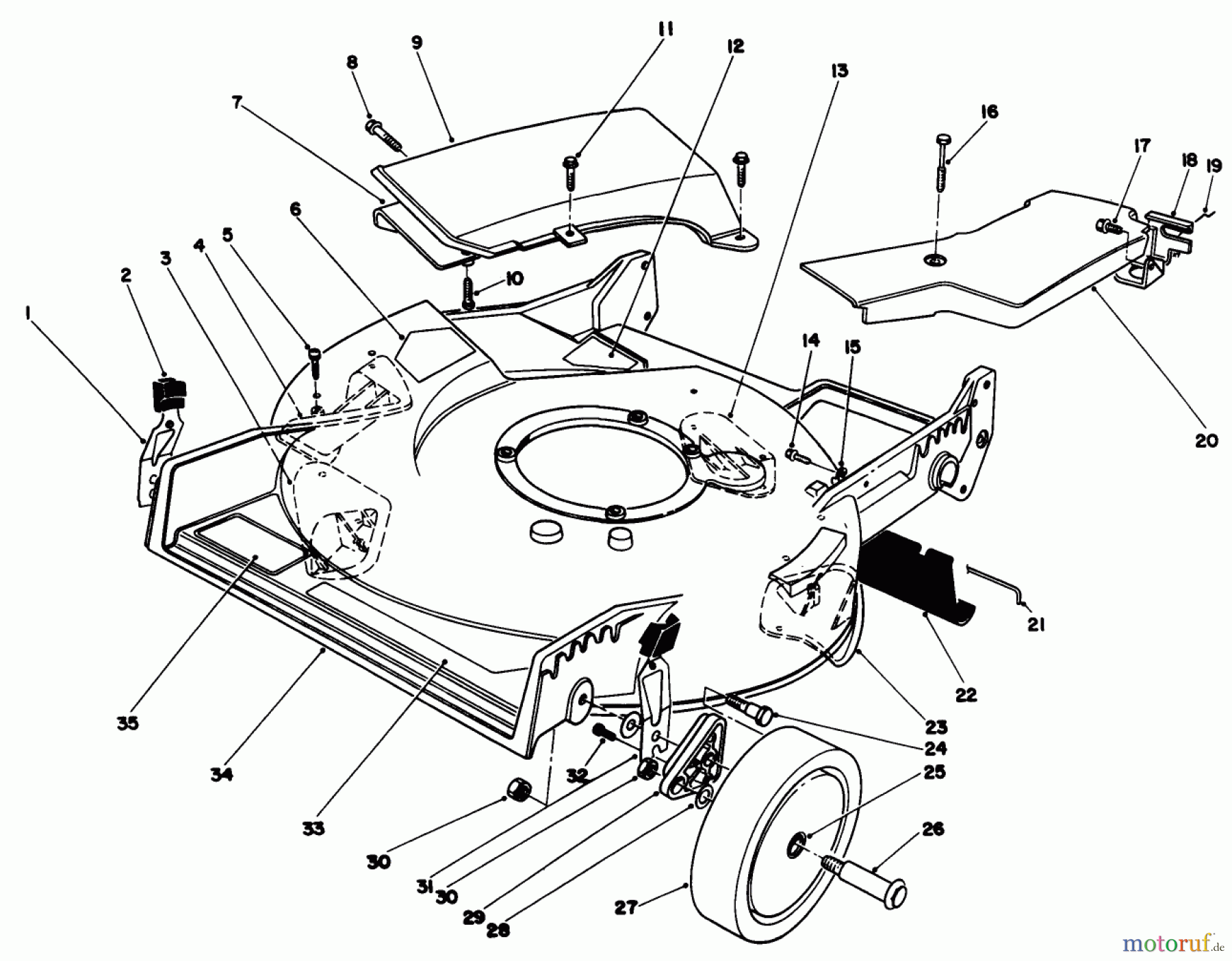  Toro Neu Mowers, Walk-Behind Seite 1 20320 - Toro Lawnmower, 1992 (2000001-2999999) HOUSING ASSEMBLY