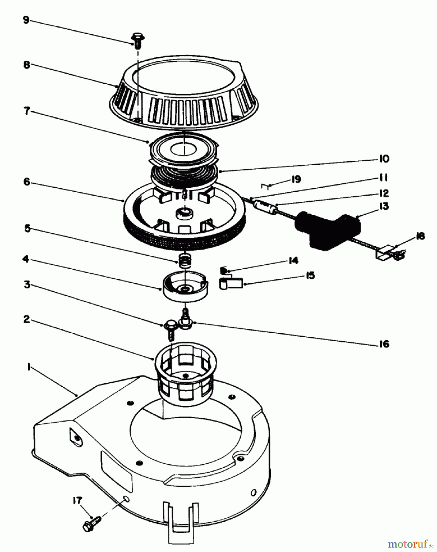  Toro Neu Mowers, Walk-Behind Seite 1 20321 - Toro Lawnmower, 1992 (2000001-2999999) RECOIL ASSEMBLY (MODEL NO. 47PM1-1)