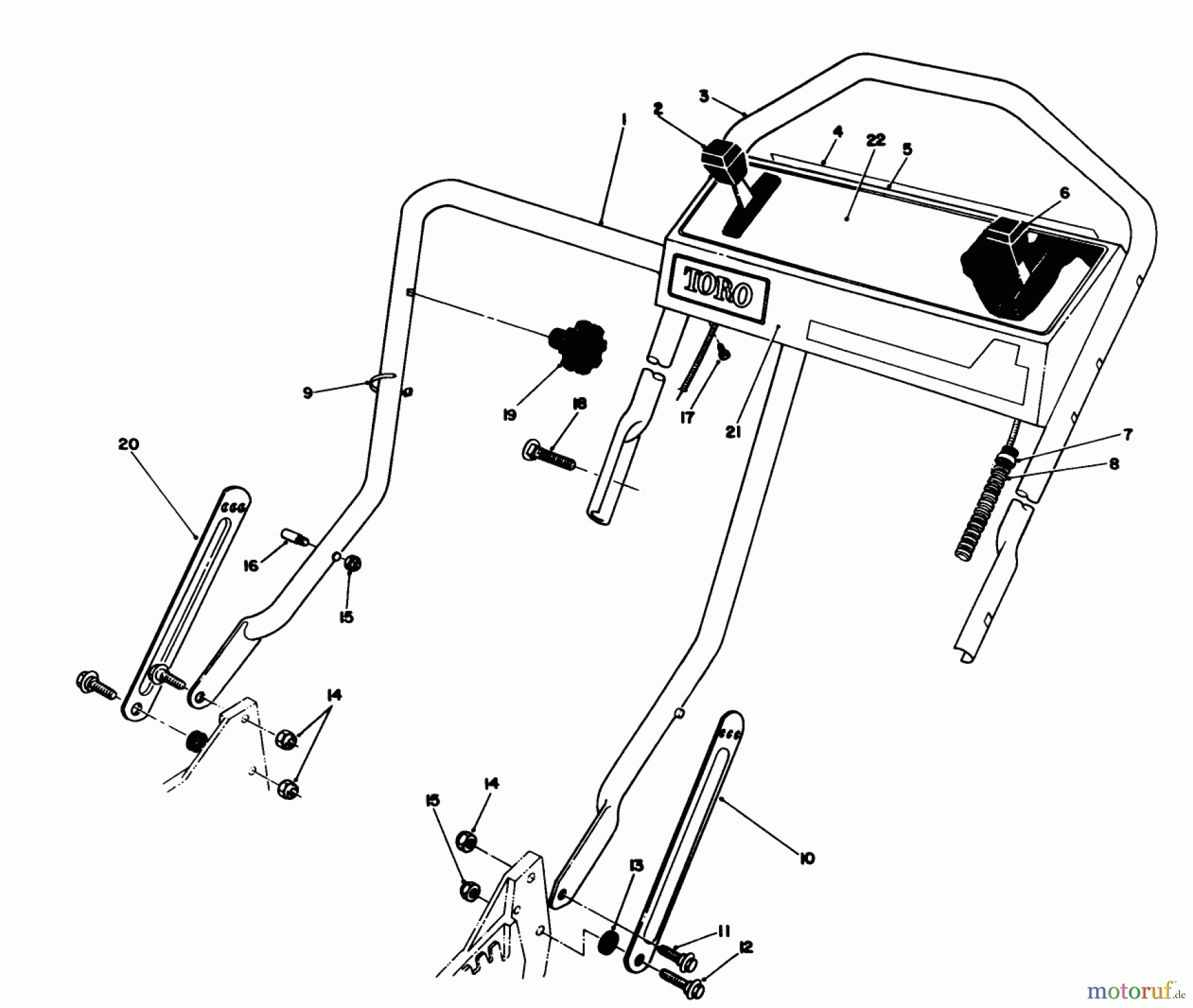  Toro Neu Mowers, Walk-Behind Seite 1 20324 - Toro Lawnmower, 1992 (2000001-2999999) HANDLE ASSEMBLY