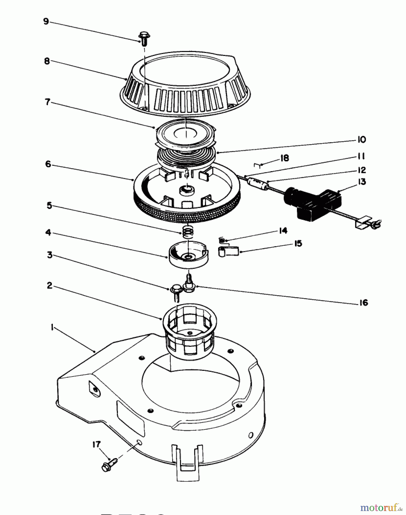  Toro Neu Mowers, Walk-Behind Seite 1 20326 - Toro Lawnmower, 1992 (2000001-2999999) RECOIL ASSEMBLY (MODEL NO. 47PM1-1)