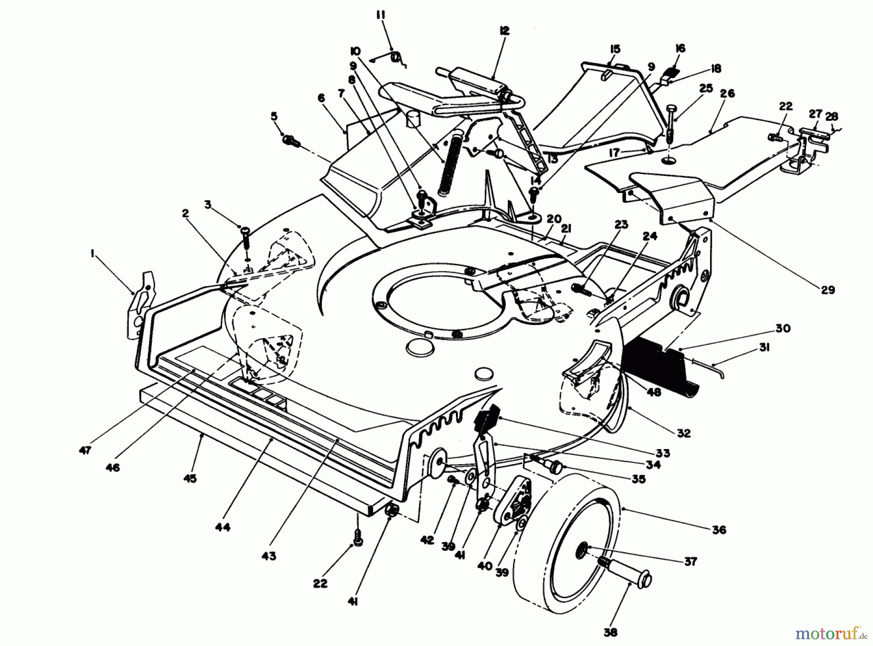  Toro Neu Mowers, Walk-Behind Seite 1 20327B - Toro Lawnmower, 1992 (2000001-2999999) HOUSING ASSEMBLY