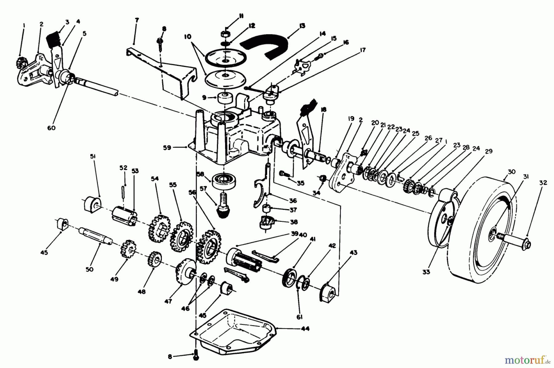  Toro Neu Mowers, Walk-Behind Seite 1 20328B - Toro Lawnmower, 1992 (2000001-2999999) GEAR CASE ASSEMBLY