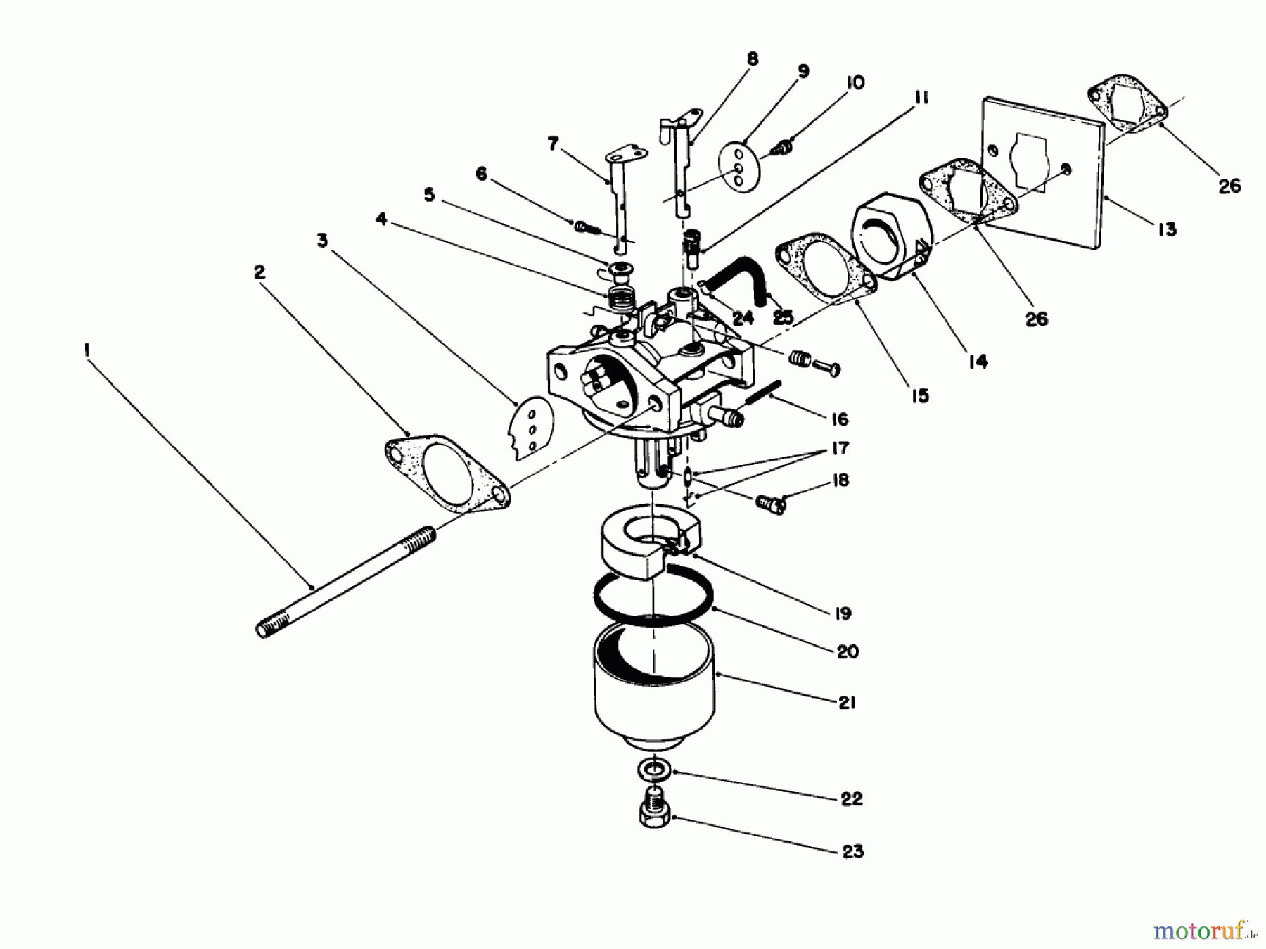 Toro Neu Mowers, Walk-Behind Seite 1 20329 - Toro Lawnmower, 1992 (2000001-2999999) CARBURETOR ASSEMBLY (ENGINE MODEL NO. 47PM1-1)(SERIAL NO. 2005001 & UP)