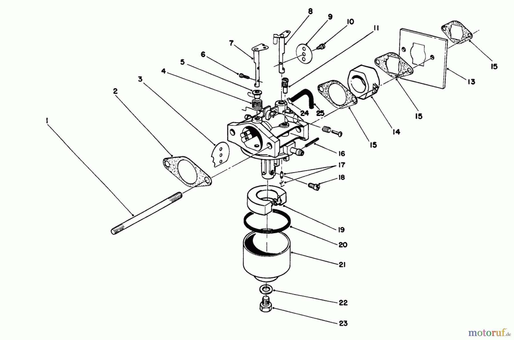  Toro Neu Mowers, Walk-Behind Seite 1 20329 - Toro Lawnmower, 1992 (2000001-2999999) CARBURETOR ASSEMBLY (ENGINE MODEL NO. 47PM1-2)(SERIAL NO. 2000001-2005000)