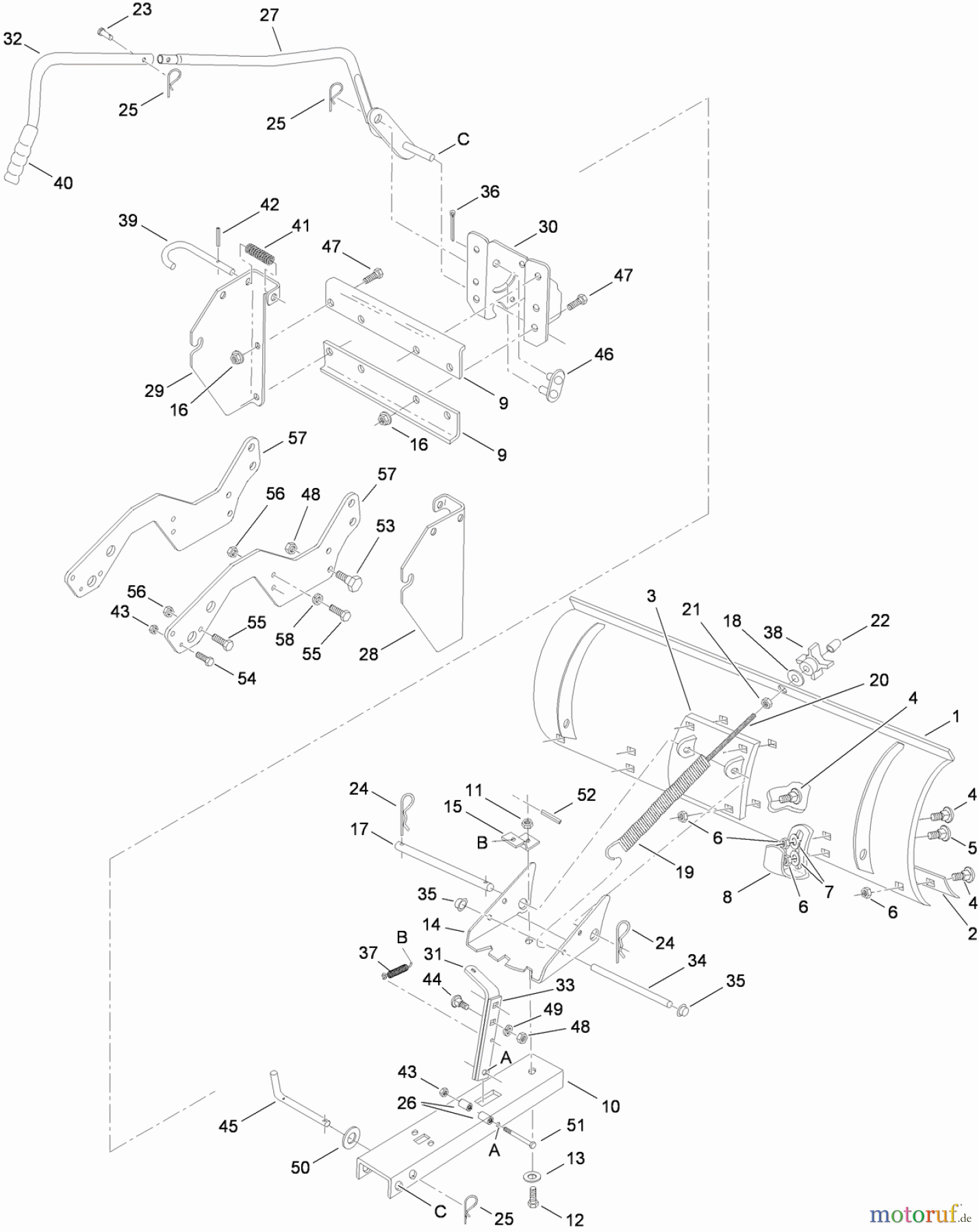  Toro Neu Accessories, Snow OEM-190-833 - Toro 46in Front Blade, 2010 (1-1) 46 INCH FRONT BLADE ASSEMBLY