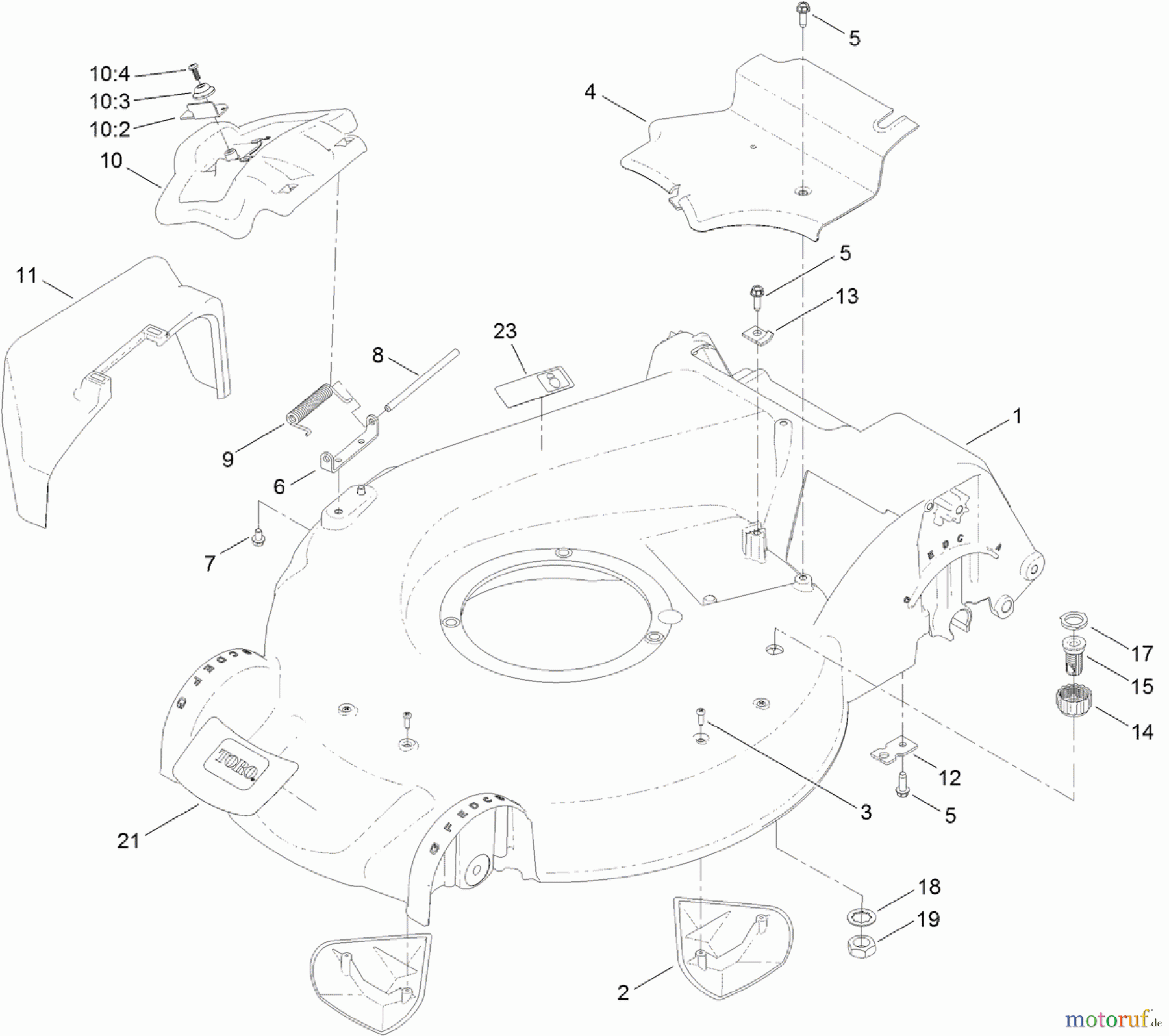 Toro Neu Mowers, Walk-Behind Seite 1 20383 - Toro Super Recycler Lawn Mower, 2012 (SN 312000001-312999999) HOUSING ASSEMBLY