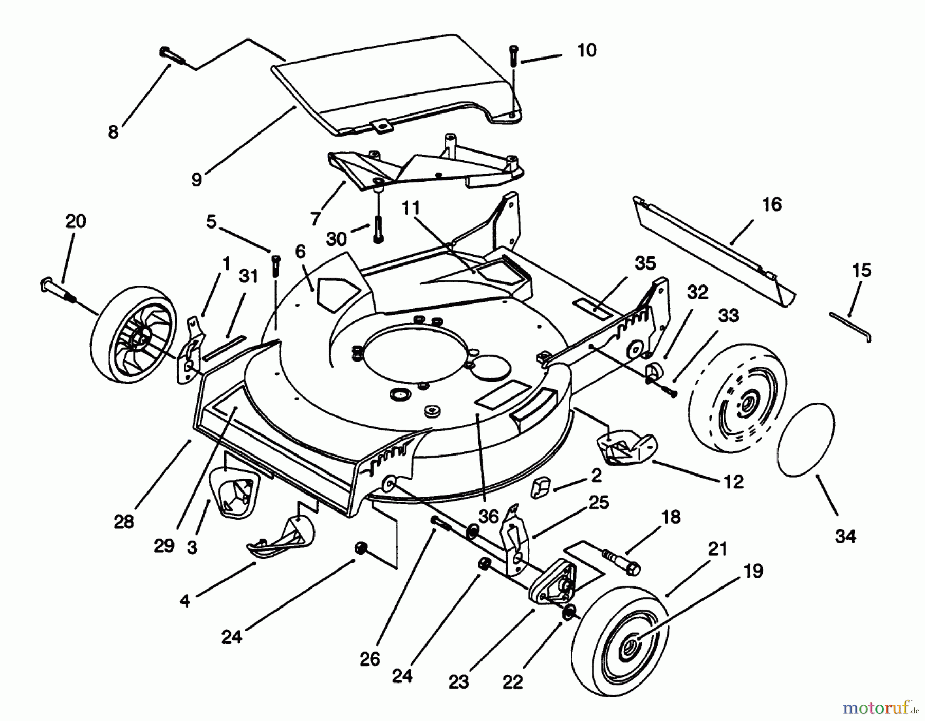  Toro Neu Mowers, Walk-Behind Seite 1 20431 - Toro Lawnmower, 1993 (39000001-39999999) HOUSING ASSEMBLY