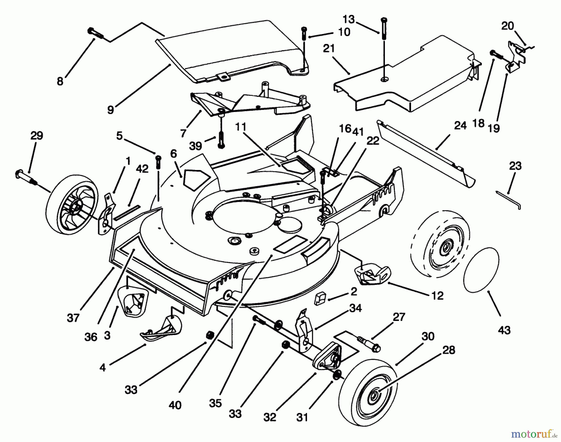 Toro Neu Mowers, Walk-Behind Seite 1 20432 - Toro Lawnmower, 1993 (39000001-39999999) HOUSING ASSEMBLY