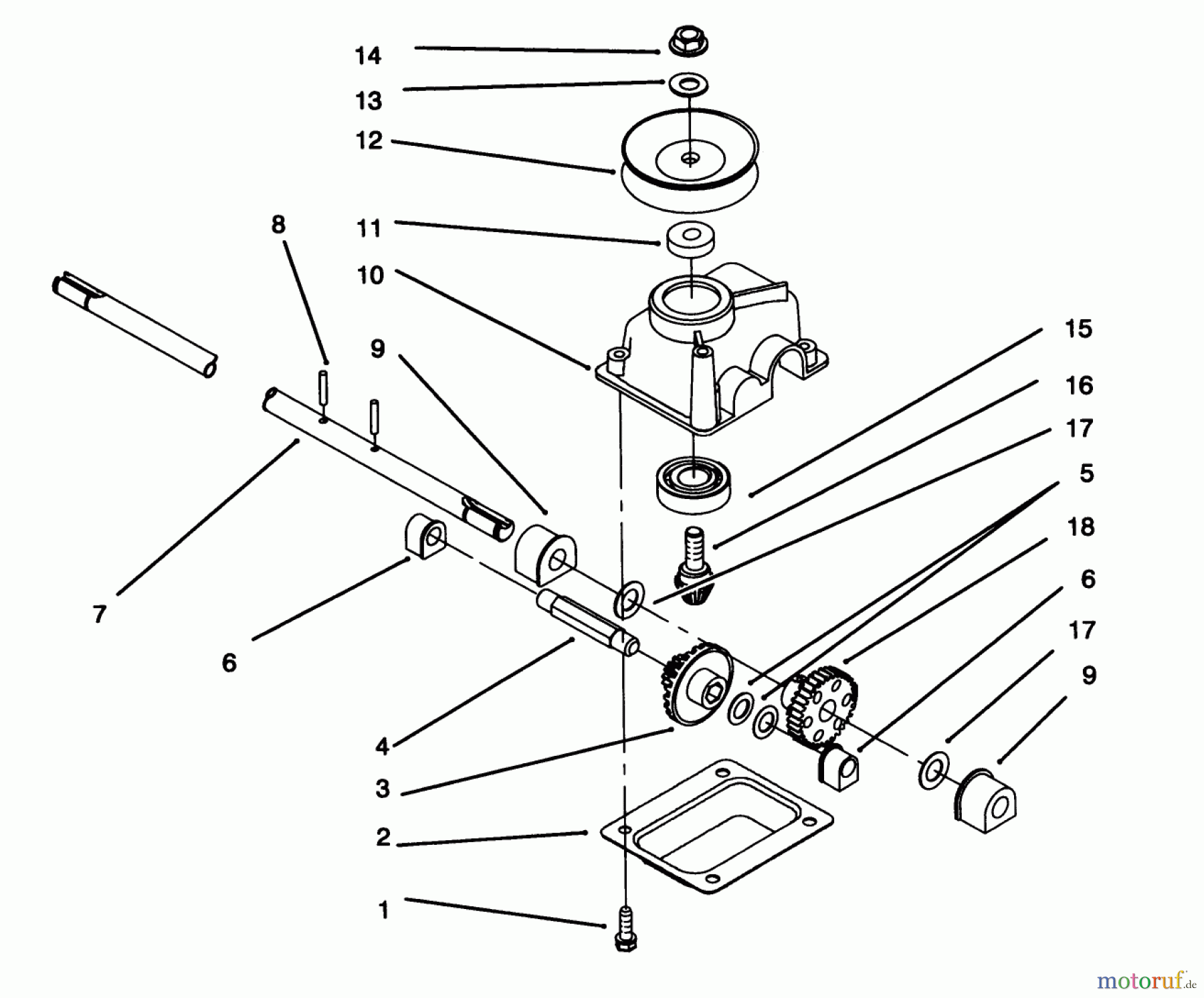  Toro Neu Mowers, Walk-Behind Seite 1 20434 - Toro Recycler II, 1994 (4900001-4999999) GEAR CASE ASSEMBLY