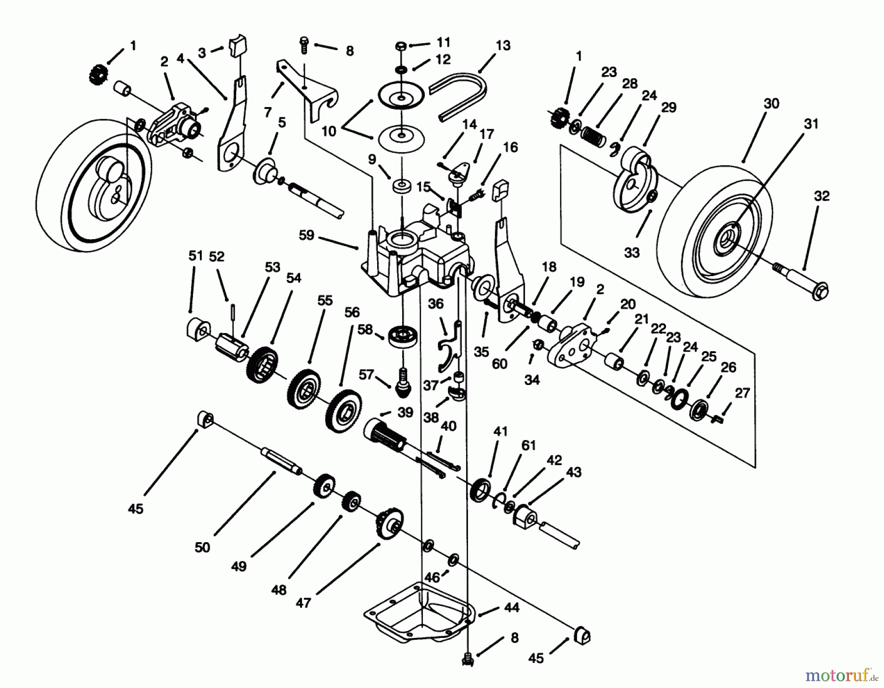 Toro Neu Mowers, Walk-Behind Seite 1 20439WF - Toro Lawnmower, 1993 (39000001-39999999) GEAR CASE ASSEMBLY
