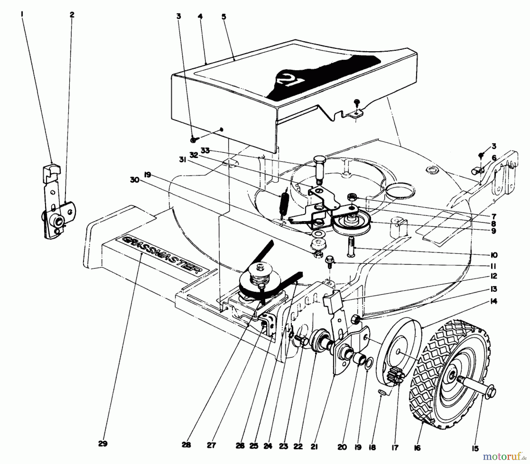 Toro Neu Mowers, Walk-Behind Seite 1 20440 - Toro Lawnmower, 1974 (4000001-4999999) FRONT WHEEL AND PIVOT ARM ASSEMBLY MODEL NOS. 20550 AND 20660