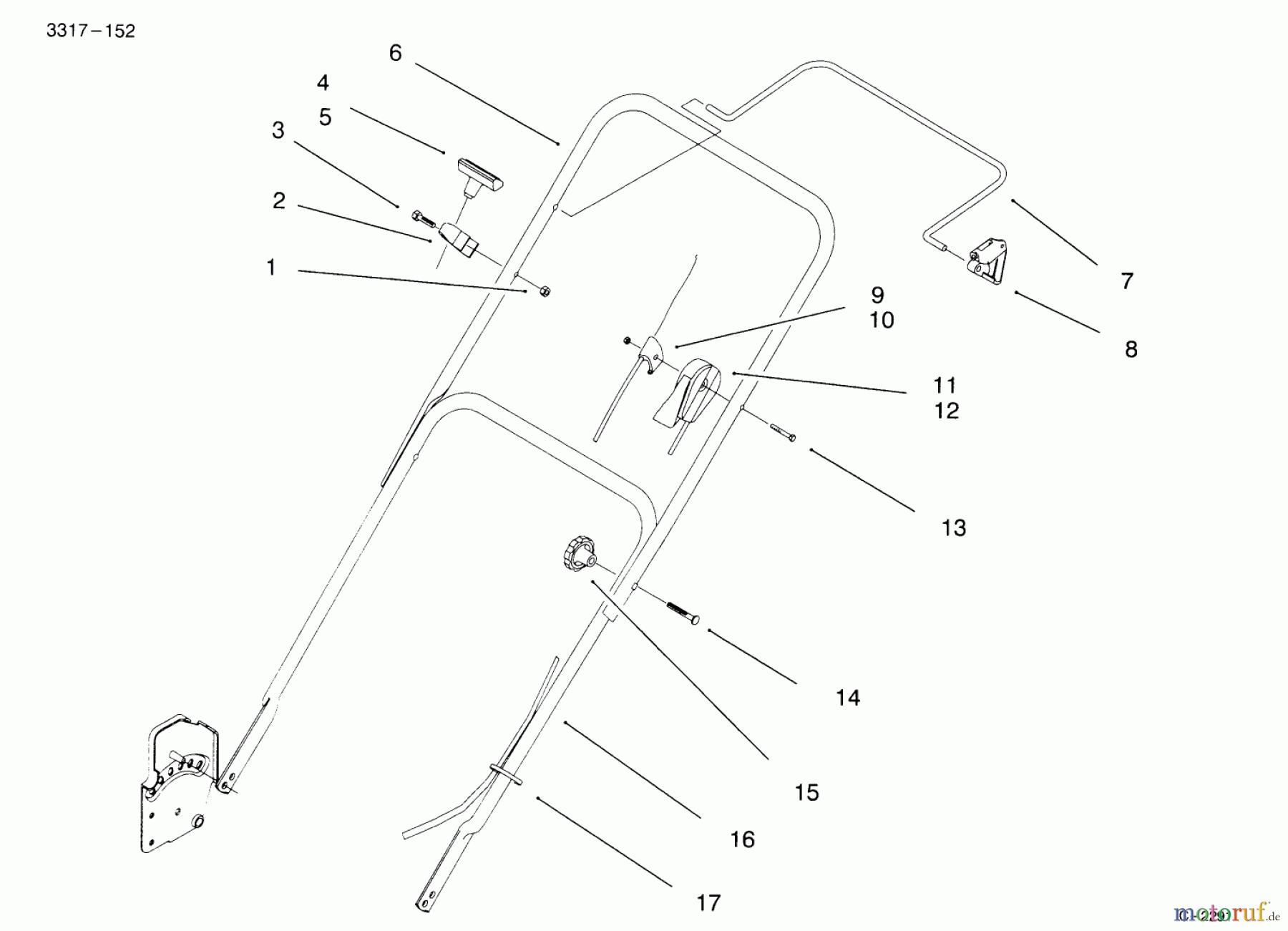  Toro Neu Mowers, Walk-Behind Seite 1 20441 - Toro Lawnmower, 1995 (5900001-5999999) HANDLE ASSEMBLY