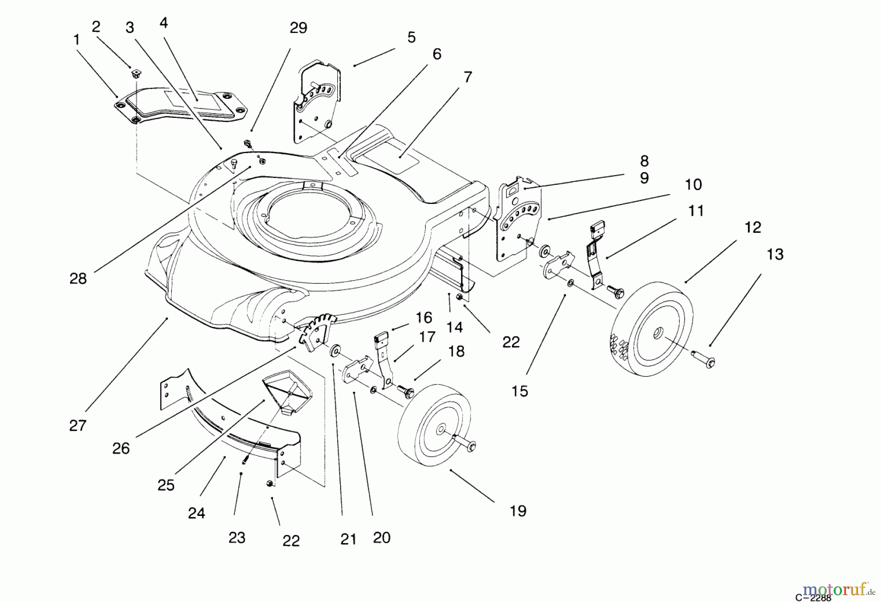  Toro Neu Mowers, Walk-Behind Seite 1 20441 - Toro Lawnmower, 1995 (5900001-5999999) HOUSING ASSEMBLY