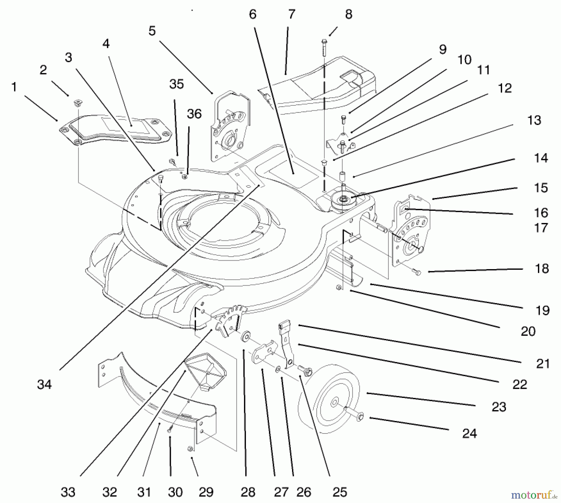  Toro Neu Mowers, Walk-Behind Seite 1 20442 - Toro Lawnmower, 1995 (5900001-5999999) HOUSING ASSEMBLY