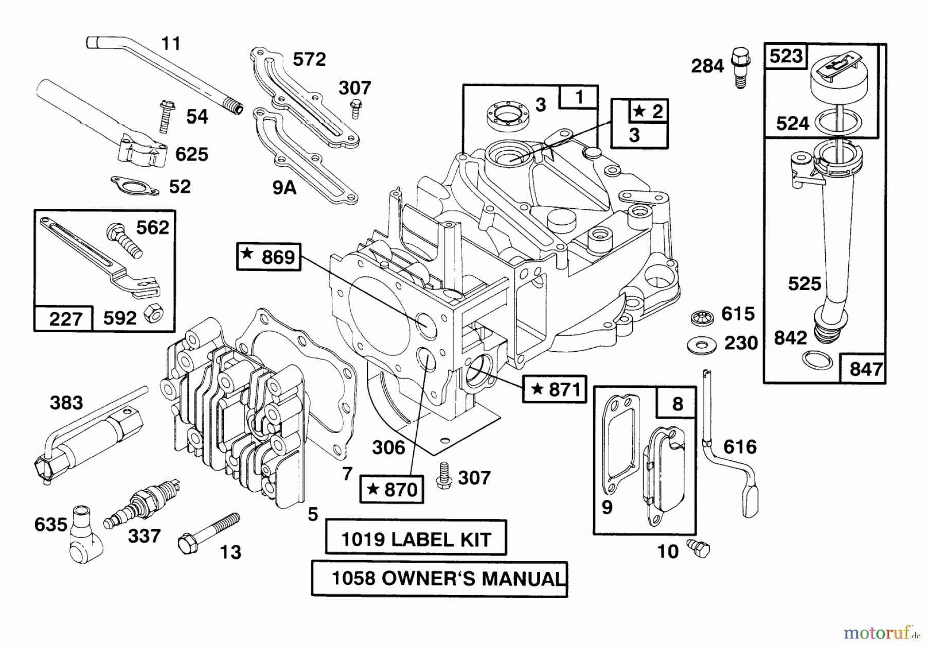  Toro Neu Mowers, Walk-Behind Seite 1 20454 - Toro Lawnmower, 1996 (6900001-6999999) ENGINE BRIGGS & STRATTON MODEL 127802-0640-01 #1