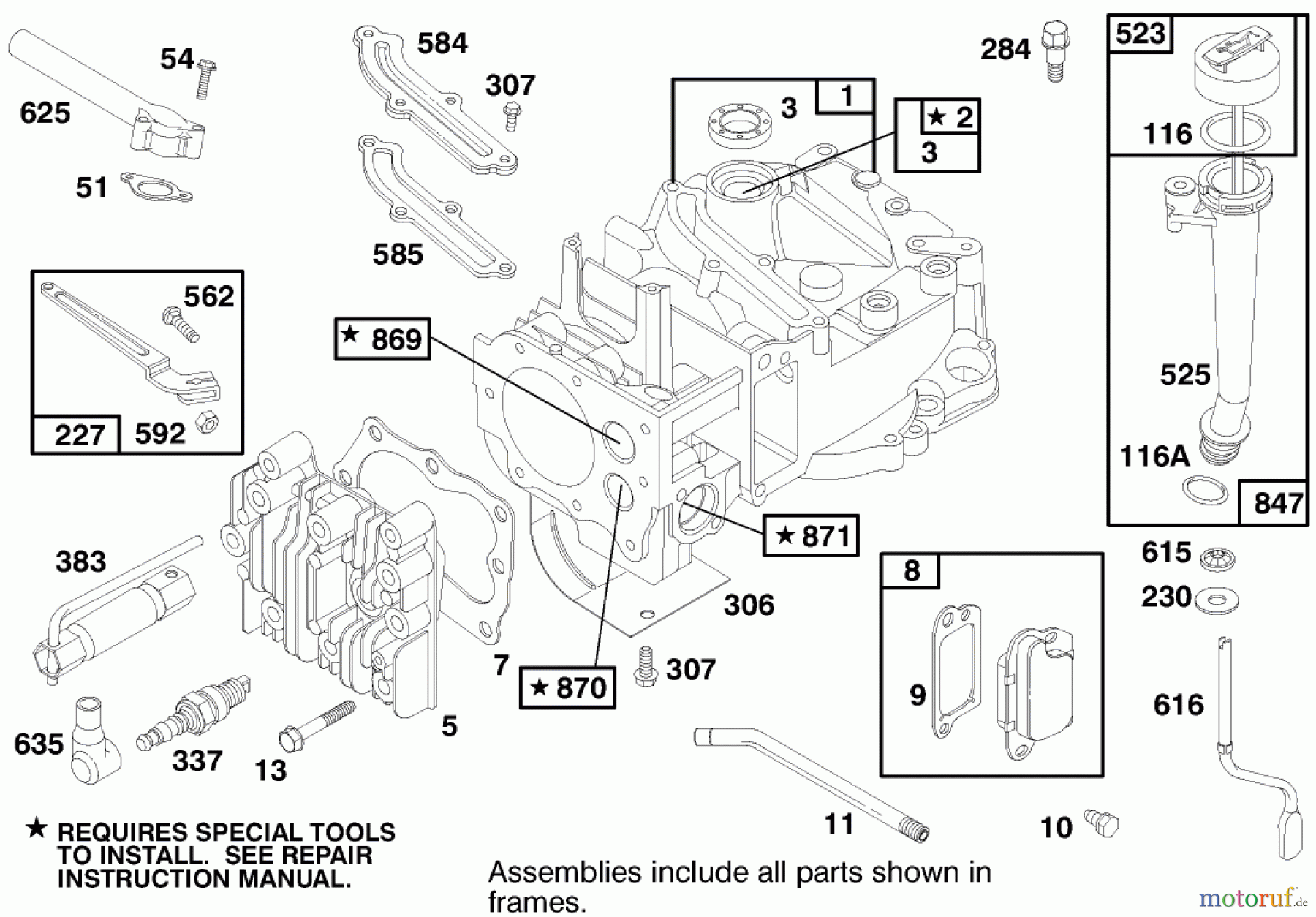  Toro Neu Mowers, Walk-Behind Seite 1 20450 (R-21P) - Toro Recycler Mower, R-21P, 1998 (8900001-8999999) ENGINE BRIGGS & STRATTON MODEL 12F802-1750-E1 #1