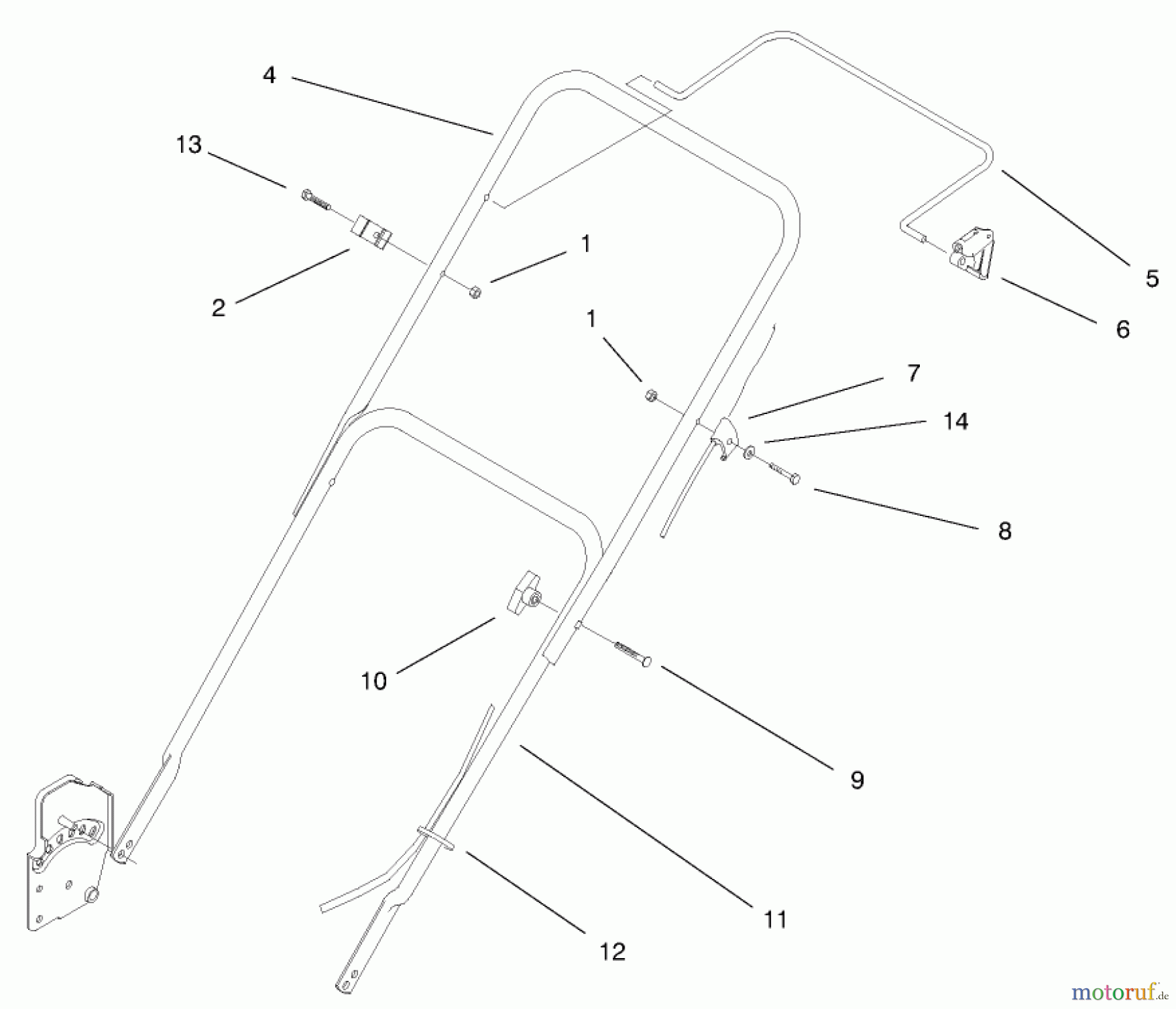  Toro Neu Mowers, Walk-Behind Seite 1 20450 (R-21P) - Toro Recycler Mower, R-21P, 1998 (8900001-8999999) HANDLE ASSEMBLY