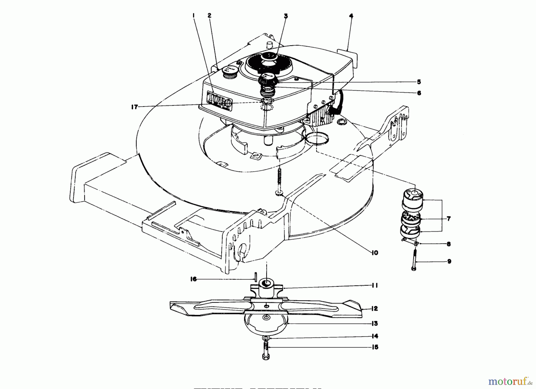  Toro Neu Mowers, Walk-Behind Seite 1 20451 - Toro Lawnmower, 1976 (6000001-6999999) ENGINE ASSEMBLY